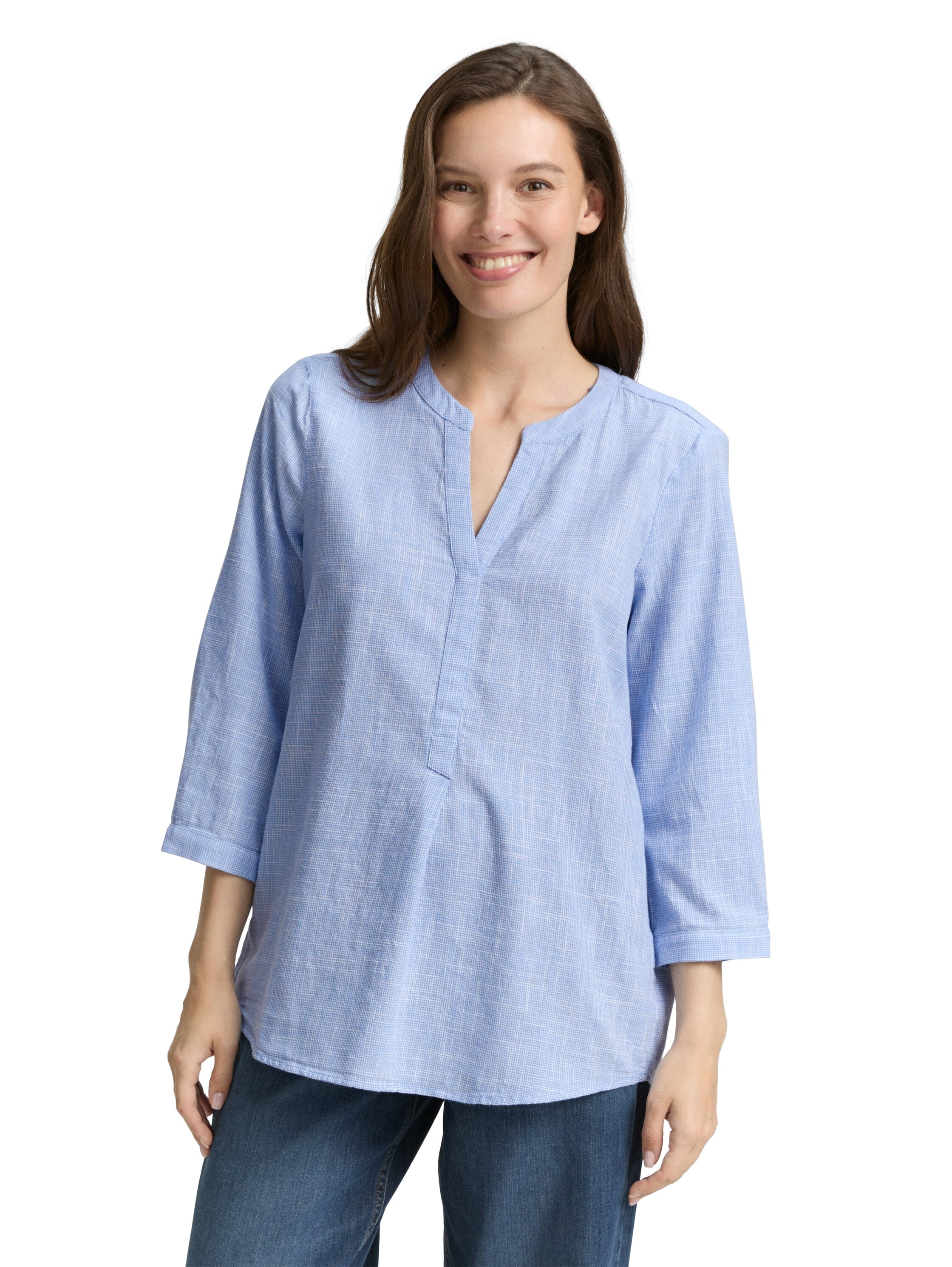TOM TAILOR Klassische Bluse, mit geschlitztem Rundhalsausschnitt günstig online kaufen