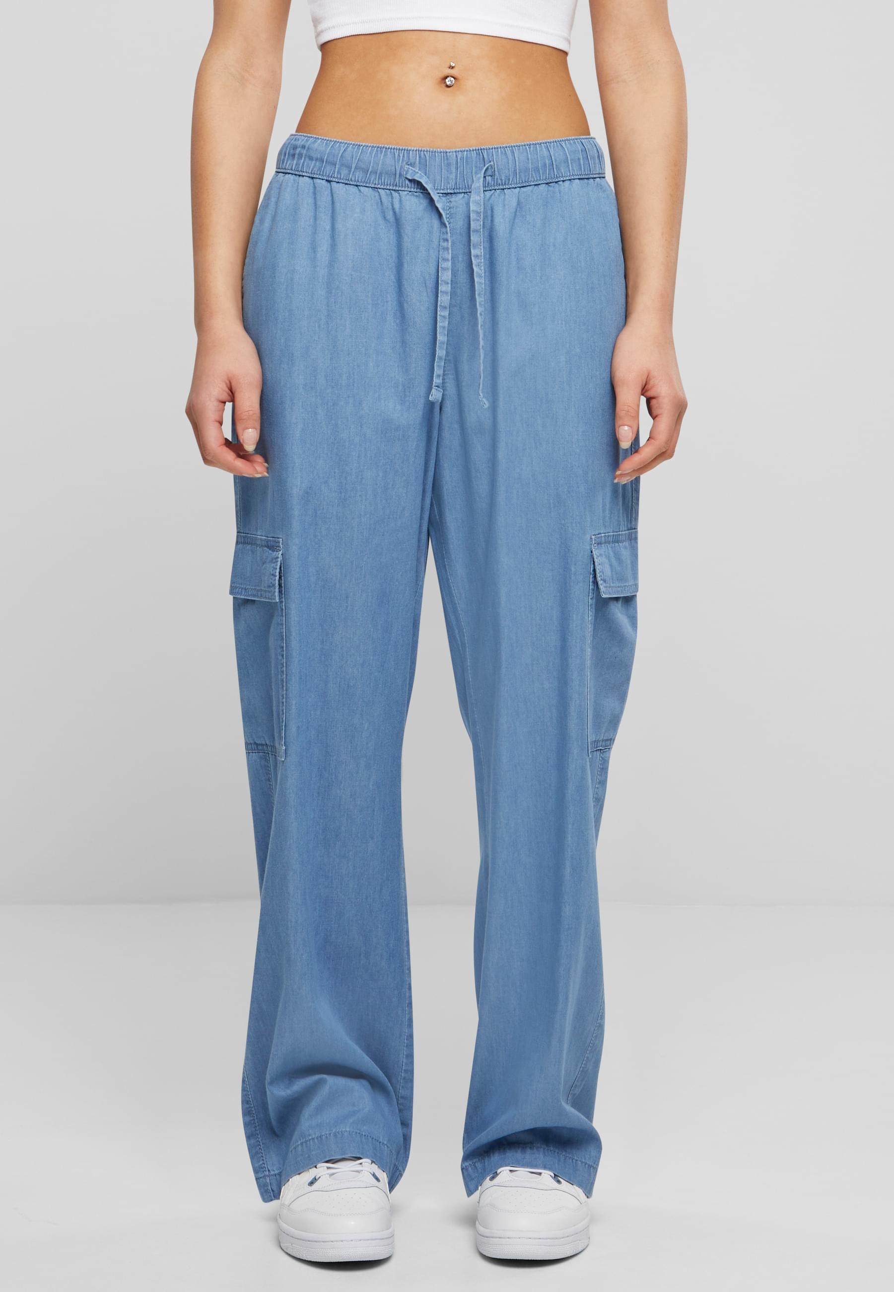 URBAN CLASSICS Cargohose »Urban Classics Damen Ladies Light Denim Cargo Pants«, (1 tlg.)