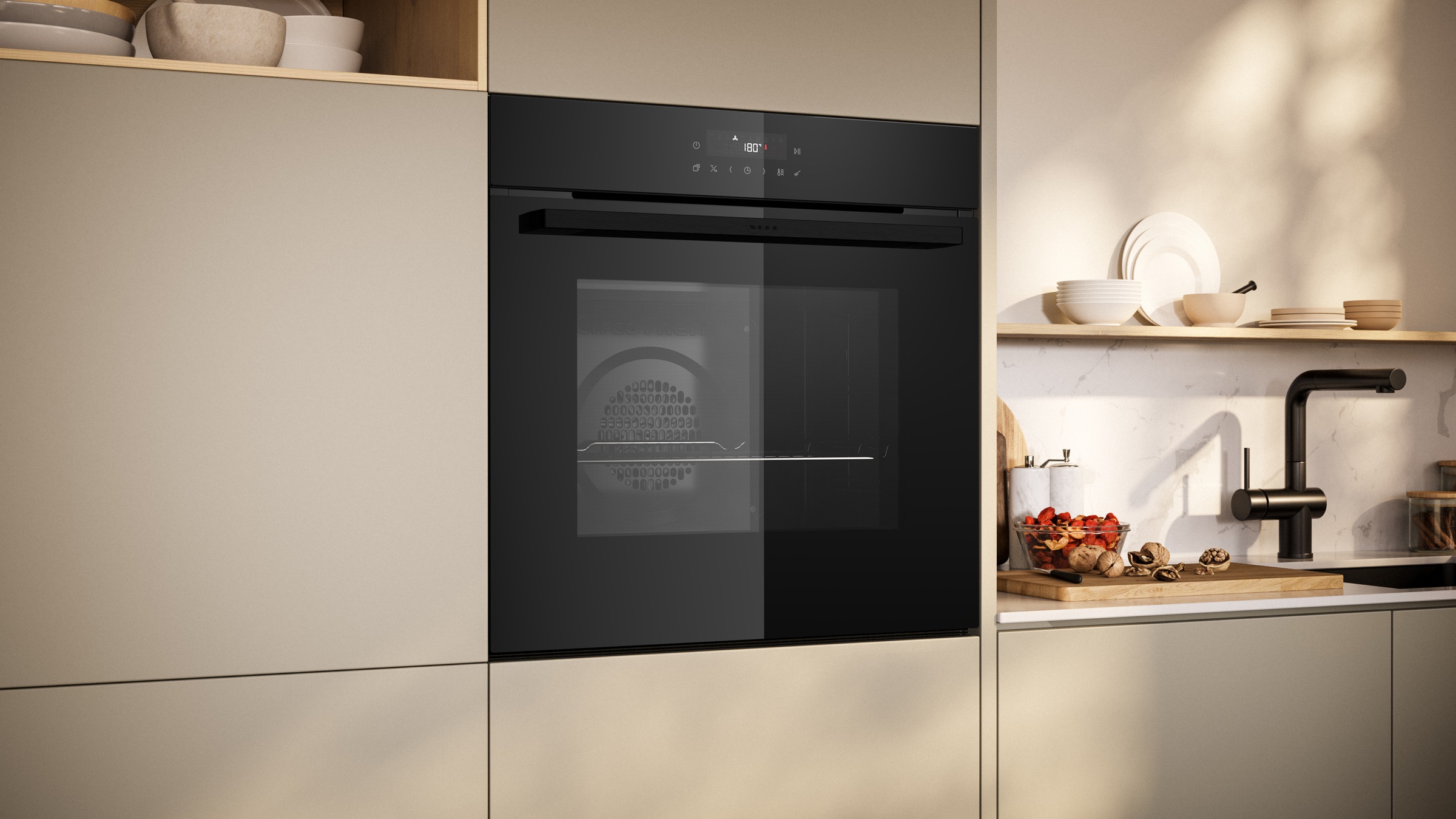 NEFF Pyrolyse Backofen "B2CCJ7AK3" mit Teleskopauszug nachrüstbar mit Pyrolyse-Selbstreinigung Air Fry für Knuspriges & mühelose Pyrolyse-Selbstreinigung