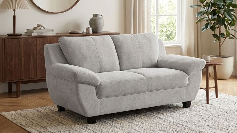 OTTO home 2-Sitzer "Sillkeborg 161 cm, formschönes Sofa mit dunklen Füßen" aus pflegeleichtem, weichem Luxus-Microfaser