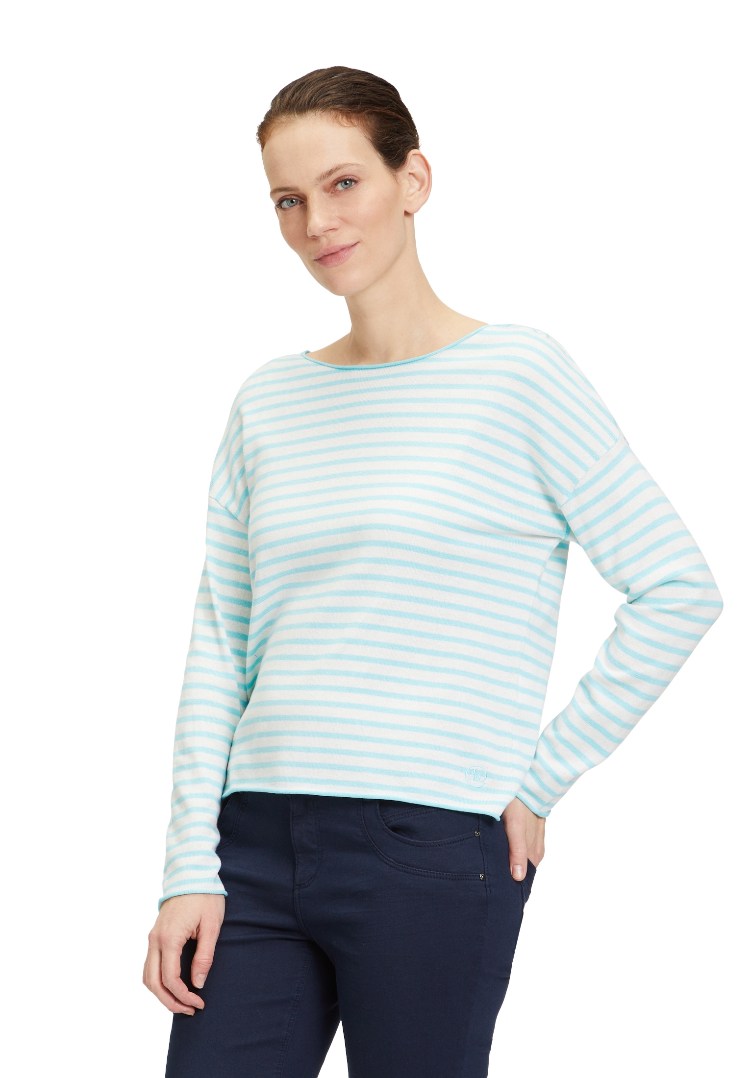 Betty&Co Strickpullover »Betty & Co Strickpullover mit U-Boot-Ausschnitt«, Materialmix