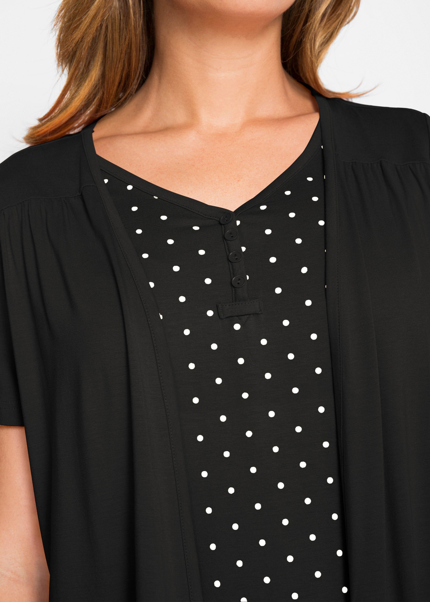 Thumbnail - bonprix 2-in-1-Shirt "2 in 1 Shirt mit V-Ausschnitt, kurzarm" 2 in 1 Shirt mit V-Ausschnitt, kurzarm