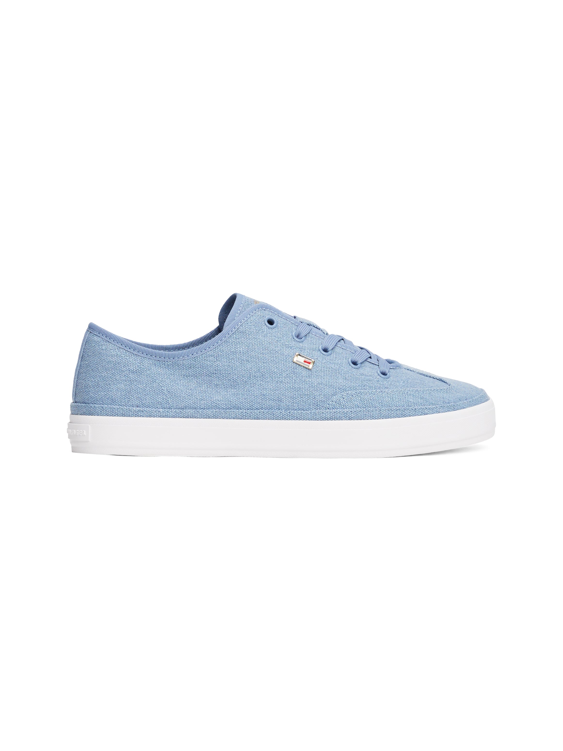 Tommy Hilfiger Plateausneaker »WASHED CANVAS VULC SNEAKER«, Freizeitschuh, Halbschuh, Schnürer mit seitlicher Logoflagge