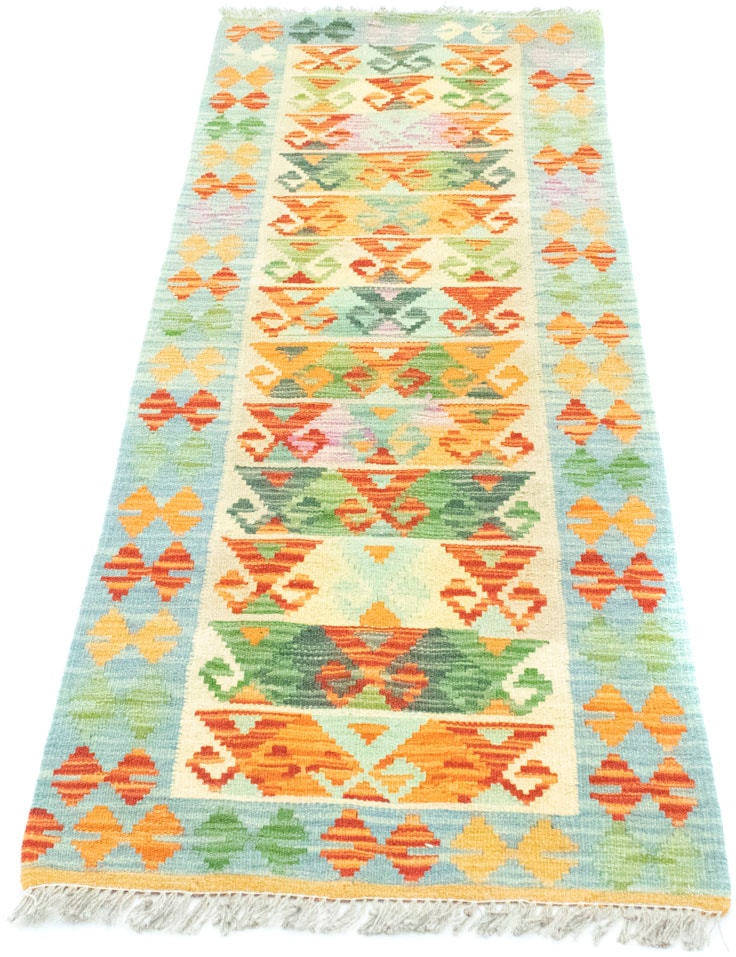morgenland Wollteppich »Kelim Afghan Teppich handgewebt blau«, rechteckig,  Kurzflor | BAUR