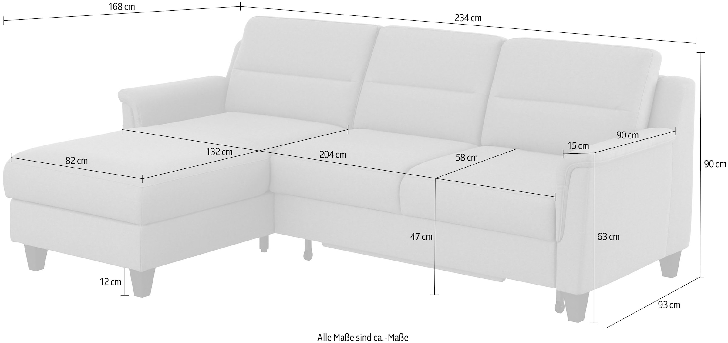 sit&more Ecksofa »Farö L-Form«, inklusive Federkern, wahlweise mit Bettfunktion und Bettkasten