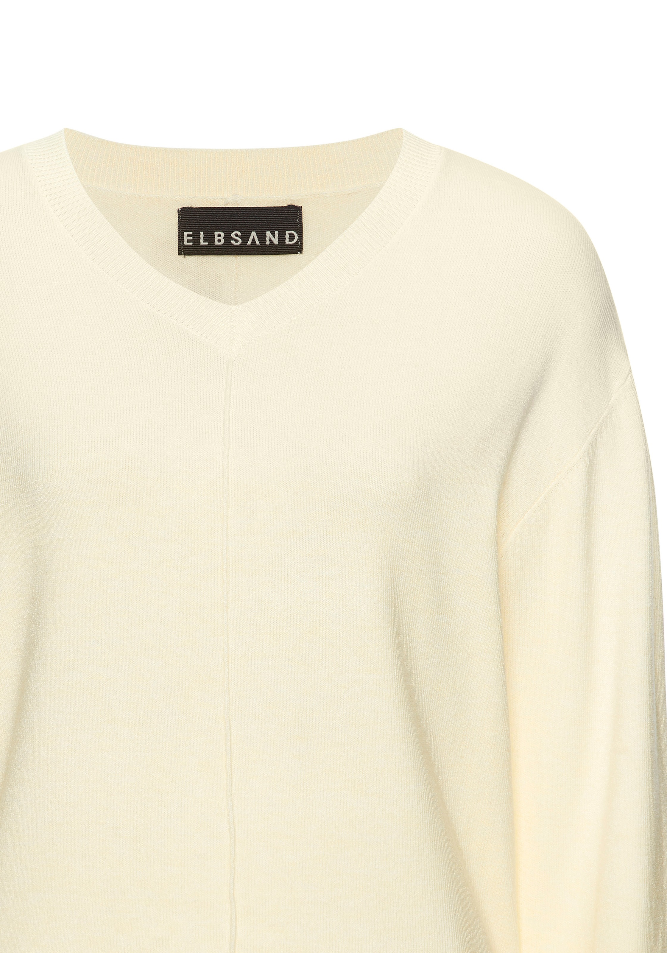 Elbsand V-Ausschnitt-Pullover, aus hochwertigem Strick mit eingestricktem Logo