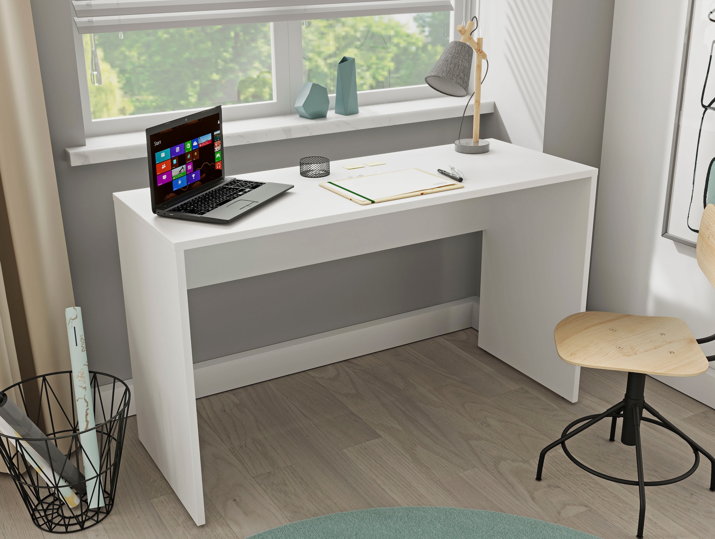 Helvetia Schreibtisch »AGAPI«, Breite 130, Computertisch im modernen Design  & viel Arbeitsfläche | BAUR