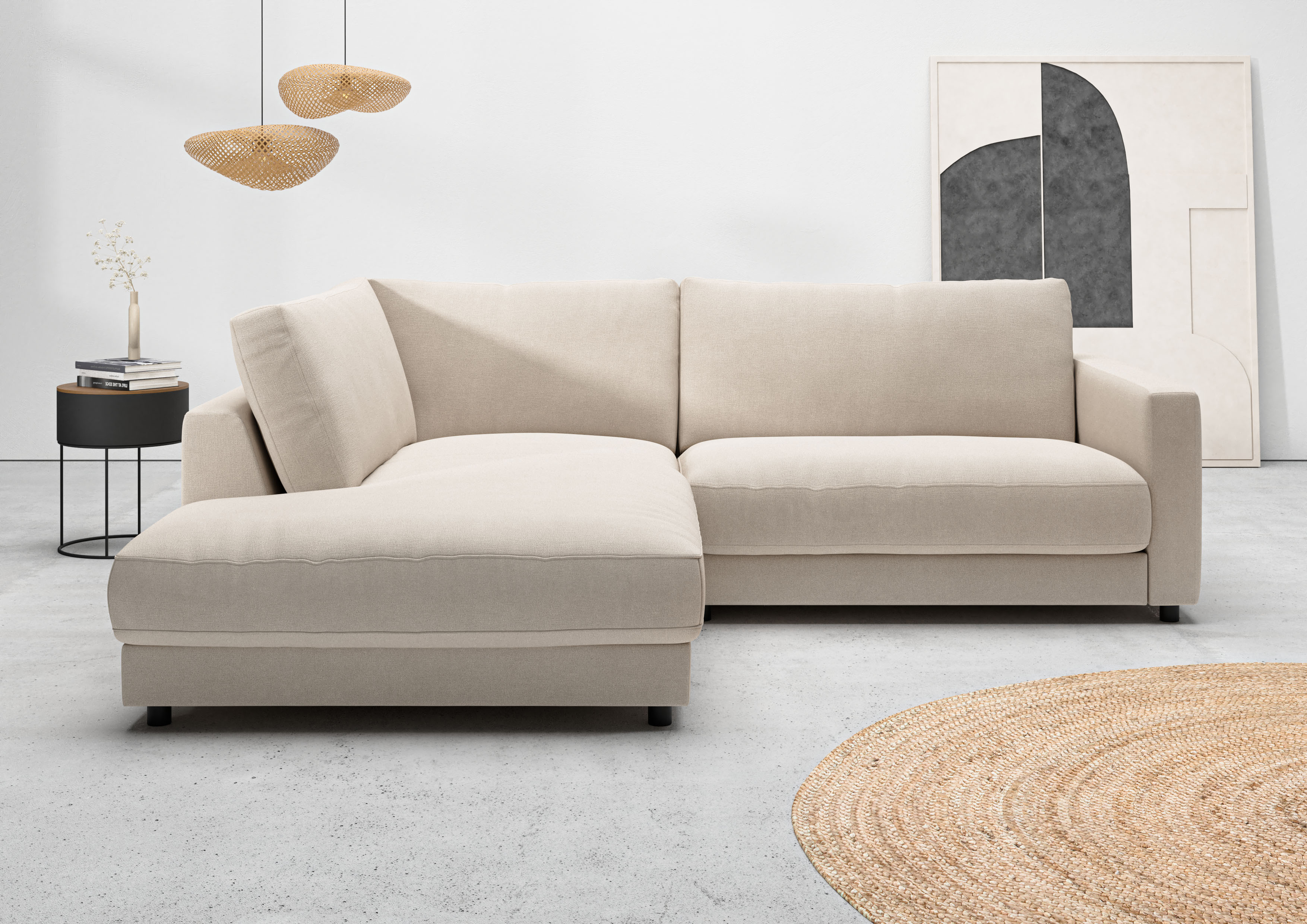Home affaire Ecksofa "Ecksofa Jiro, L-Form, große Sitztiefe, Breite 252 cm" lose Sitz- & Rückenkissen, weicher Polsteraufbau, komfortabel & modern