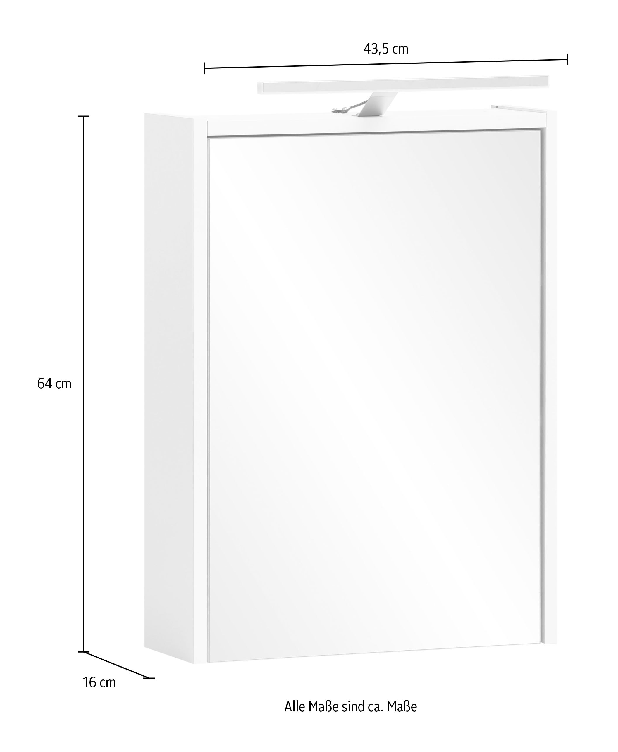 Schildmeyer Spiegelschrank »Katta, Breite 43 cm, 1-türig«, Mit LED-Beleuchtung und Steckdosenbox