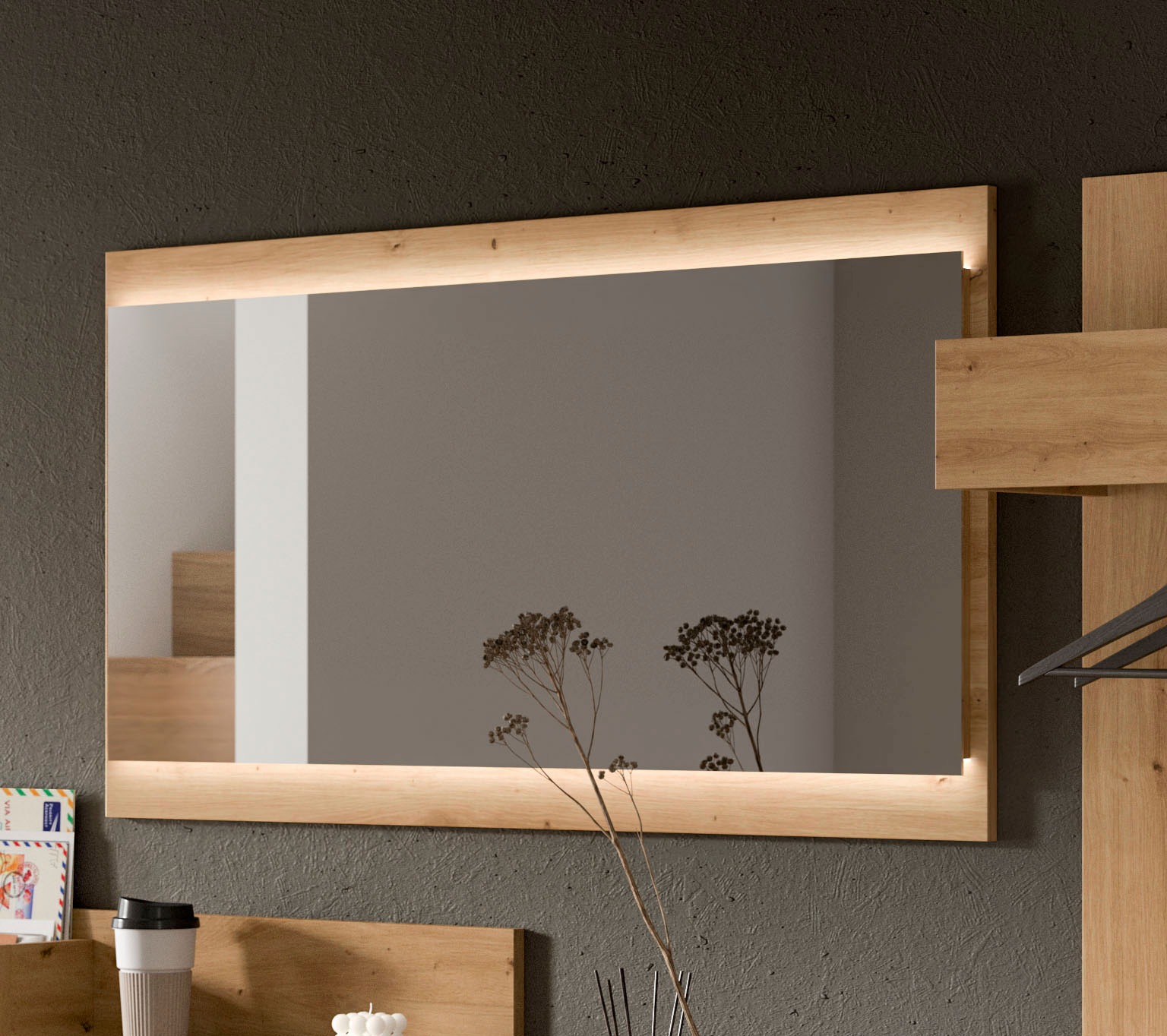 INOSIGN Wandspiegel "EVRID, Breite 110 cm, Rahmenoptik, farblich abgesetze günstig online kaufen