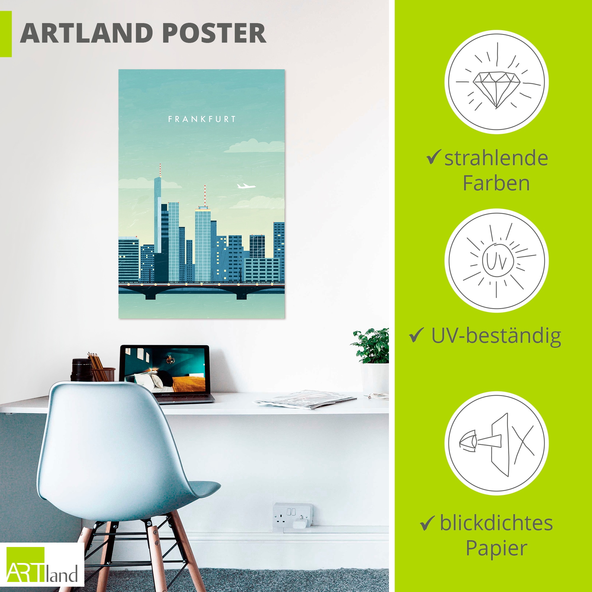 Artland Wandbild »Frankfurt« 1 Stk. tlg. als Alubild, Leinwandbild, Poster, Wandaufkleber in verschied. Größen