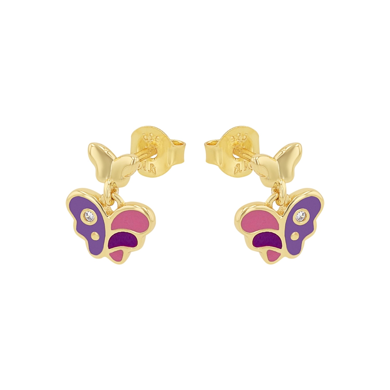Prinzessin Lillifee Paar Ohrstecker »Schmetterlinge, 2037951«, mit Zirkonia (synth.)