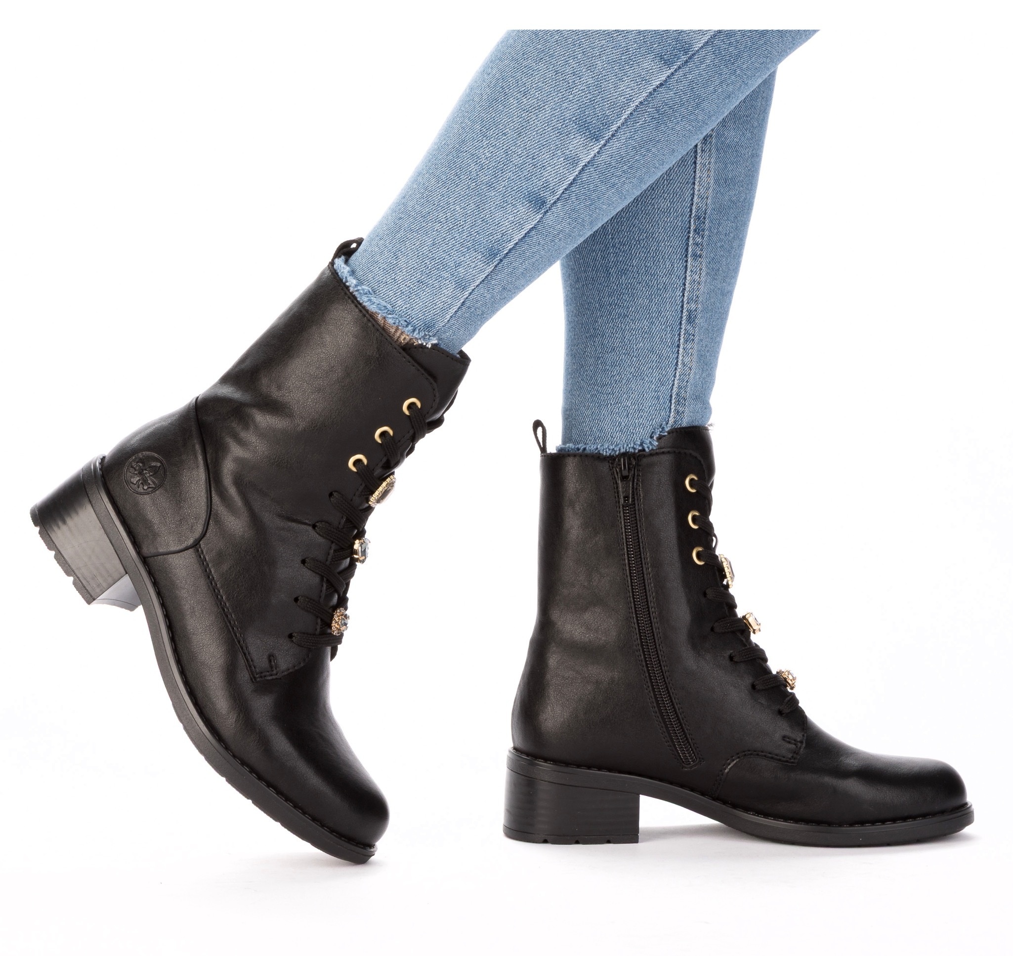 Thumbnail - Rieker Winterstiefelette Schnürstiefelette, Boots, Blockabsatz, mit Schmuckelementen