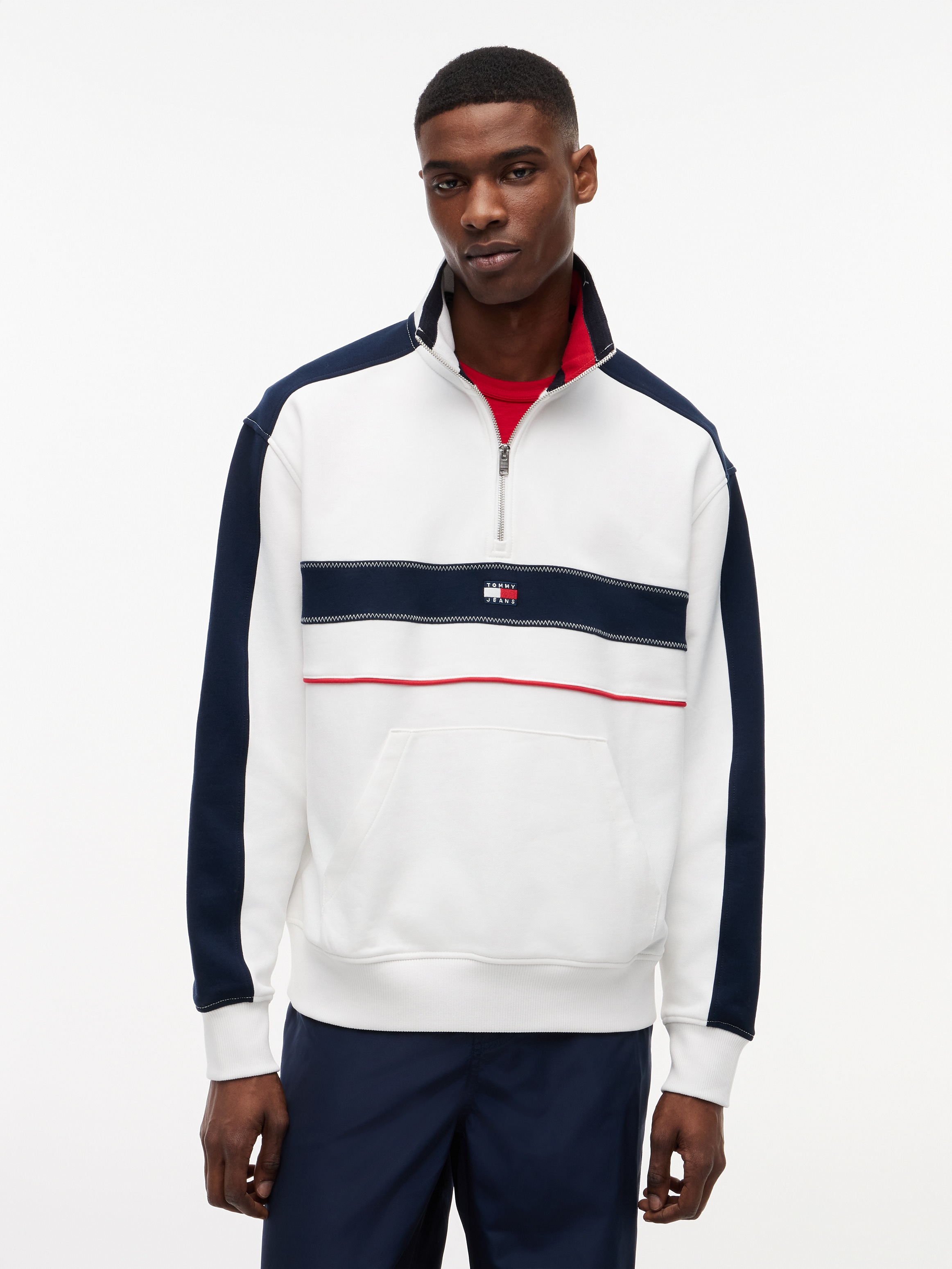 Tommy Jeans Sweatshirt "TJM RLX COLOR BLOCK QUARTER ZIP", Stehkragen mit Reißverschluss