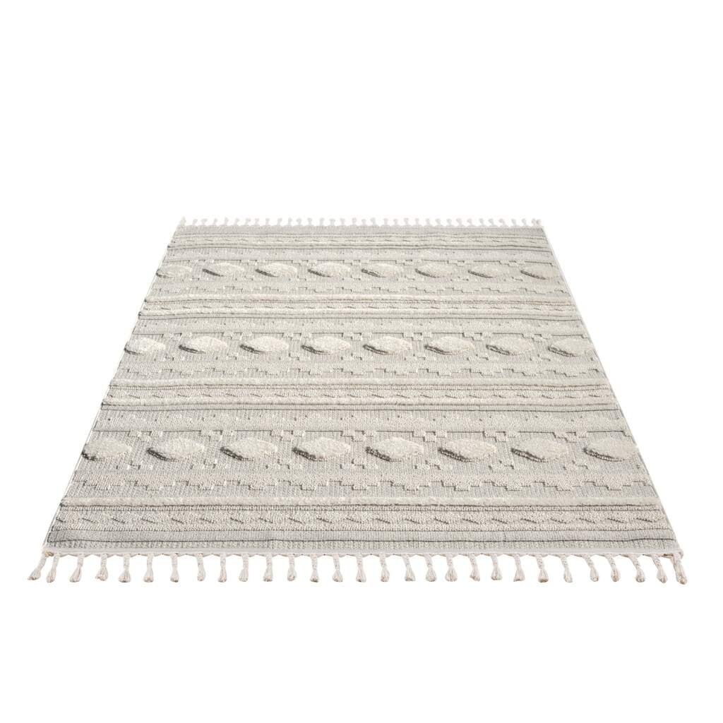 Carpet City Hochflor-Teppich »VALENCIA 930«, rechteckig, 20 mm Höhe, Boho-Stil, Hochtief-Muster/ 3D-Effekt, mit Fransen