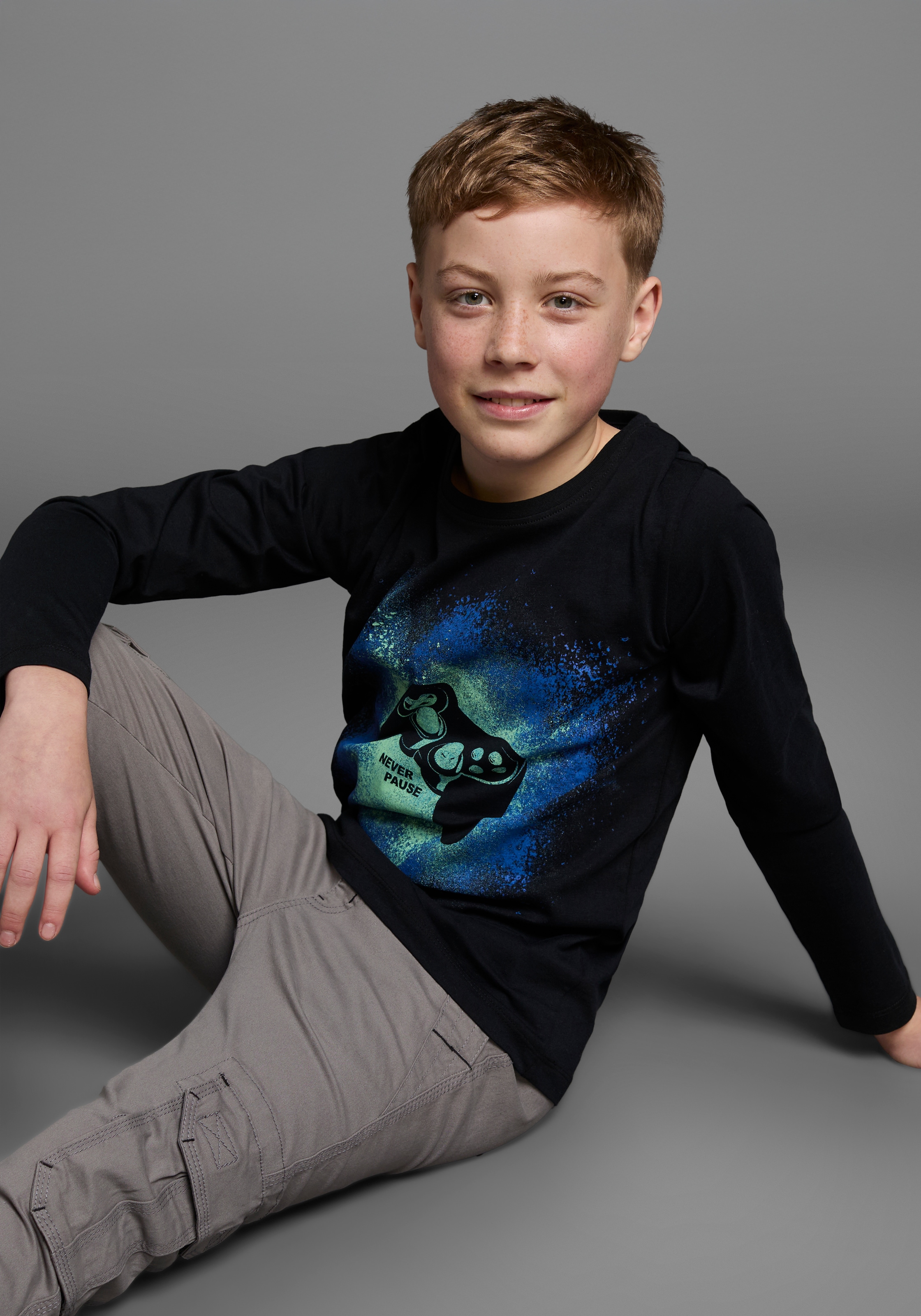 KIDSWORLD Langarmshirt »GAMER«, Gamer-Shirt Langarm, Basic-Passform, mit trendigem Aufdruck