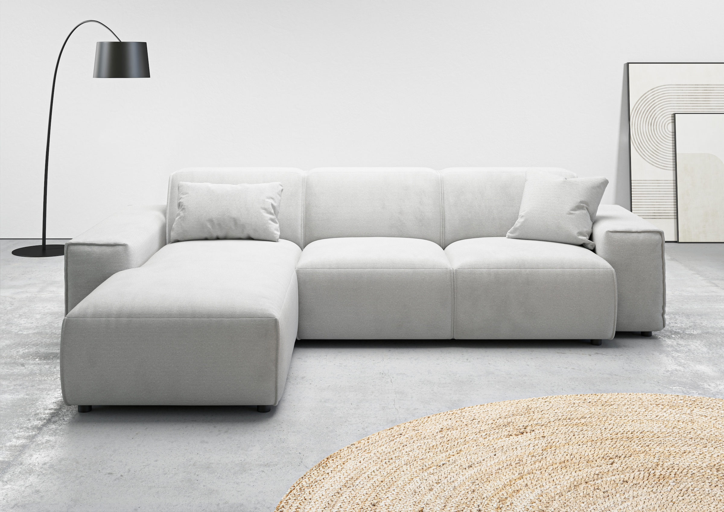Home affaire Ecksofa "Glimminge L-Form auch in Breitcord, Feincord + Easy care-Bezug," Breite 264, Zierkissen