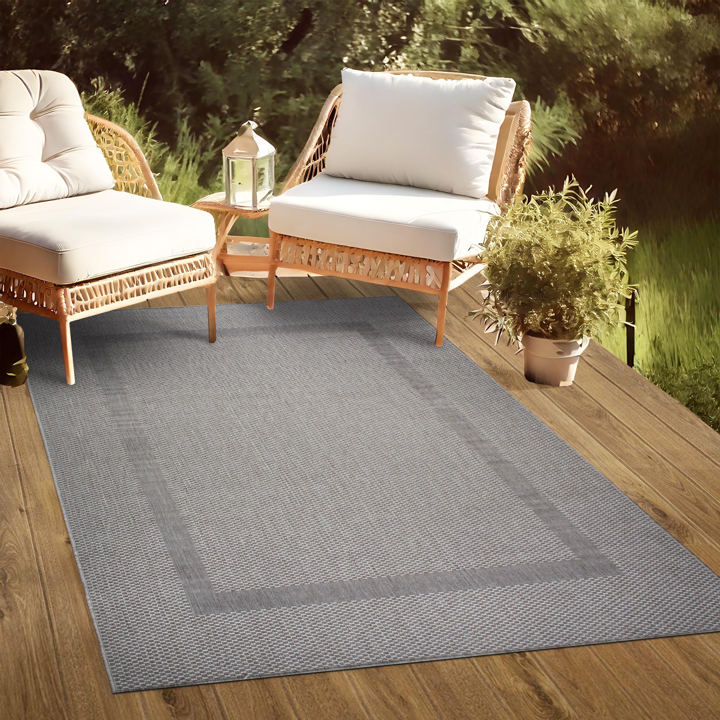 my home Teppich »Venedig Bordüre auch als Läufer erhältlich«, rechteckig, 3 mm Höhe, In- und Outdoor geeignet, Sisal-Optik, Wetterfest & UV-beständig