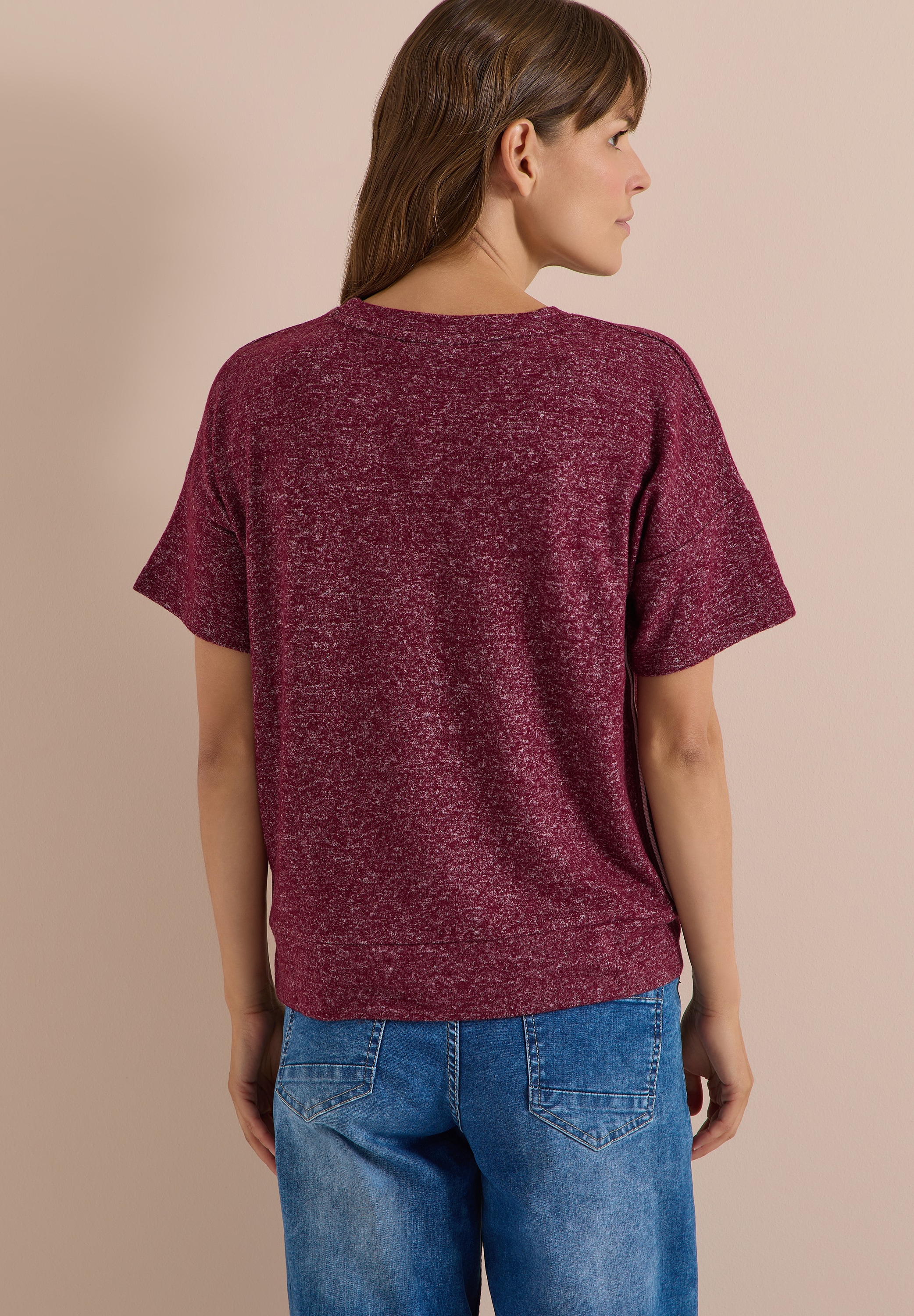 Cecil T-Shirt Sommmershirt -meliert -mit Rundhals und Tape-Details seitlich
