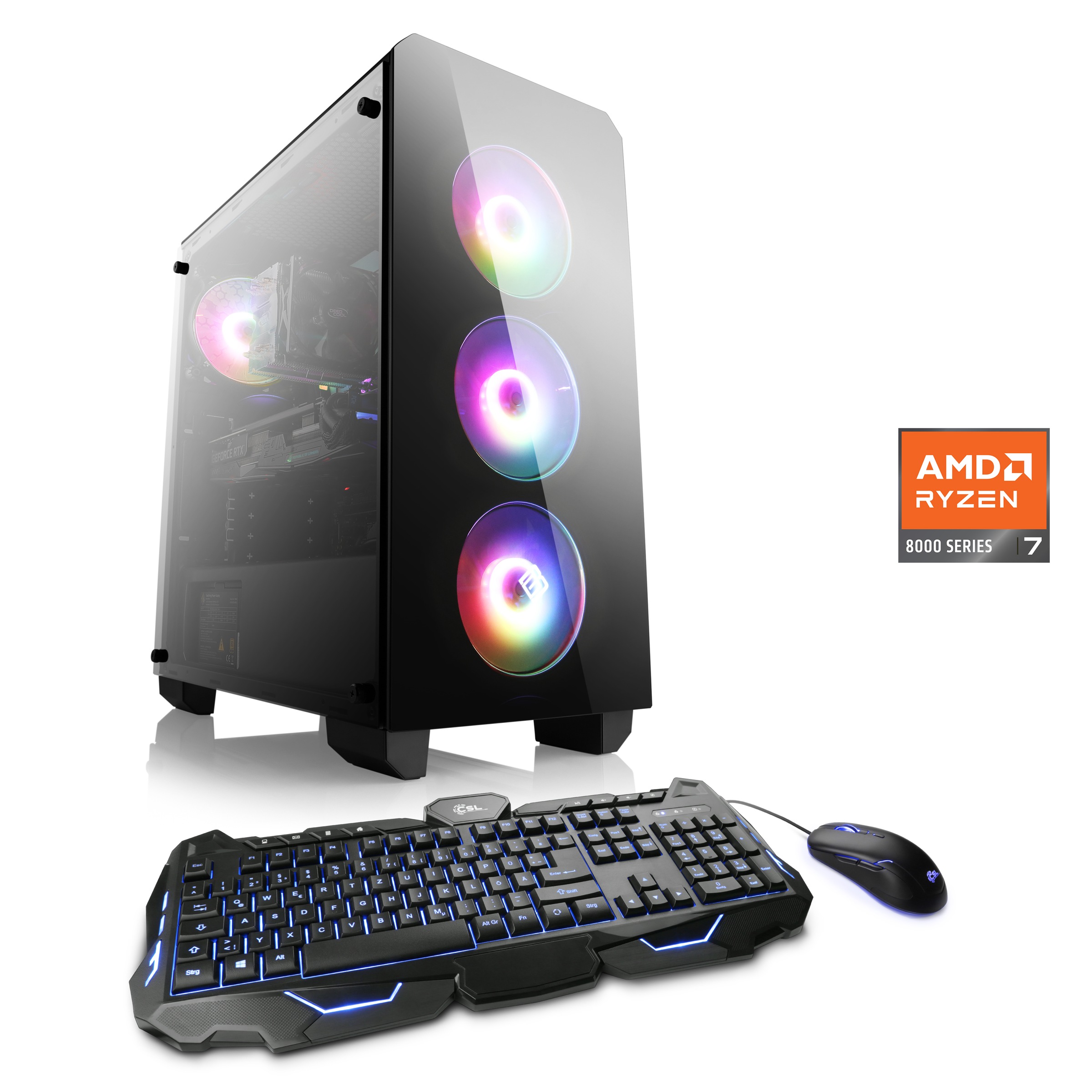 CSL Gaming-PC "Theseus V24630", bunt (schwarz), Microsoft Windows 11 Home (64 Bit), 64 GB RAM 2.000 GB SSD, Desktop-PCs
