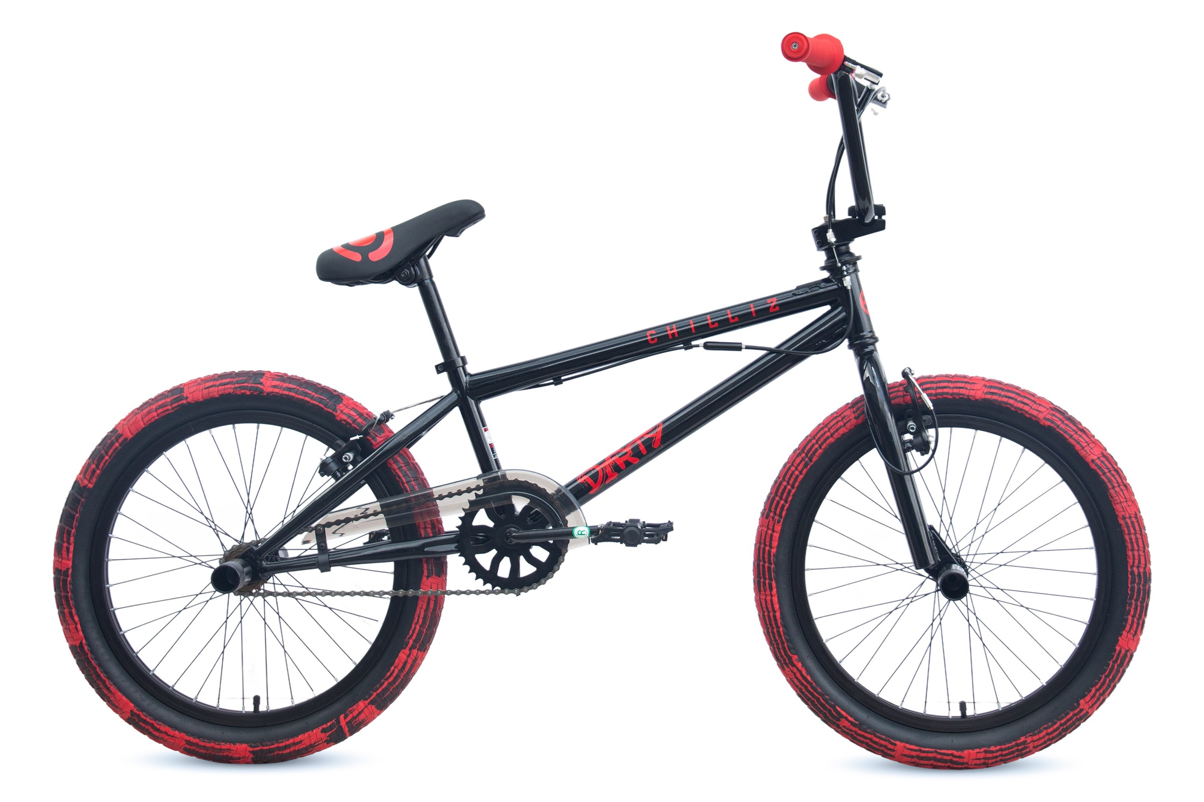 BMX-Rad CHILLIZ "XB.02" Gr. 25, schwarz, rot, schwarz, Fahrräder, Kinder, 25cm, 20 Zoll (50,80cm) hinten: 20 Zoll (50,80cm)