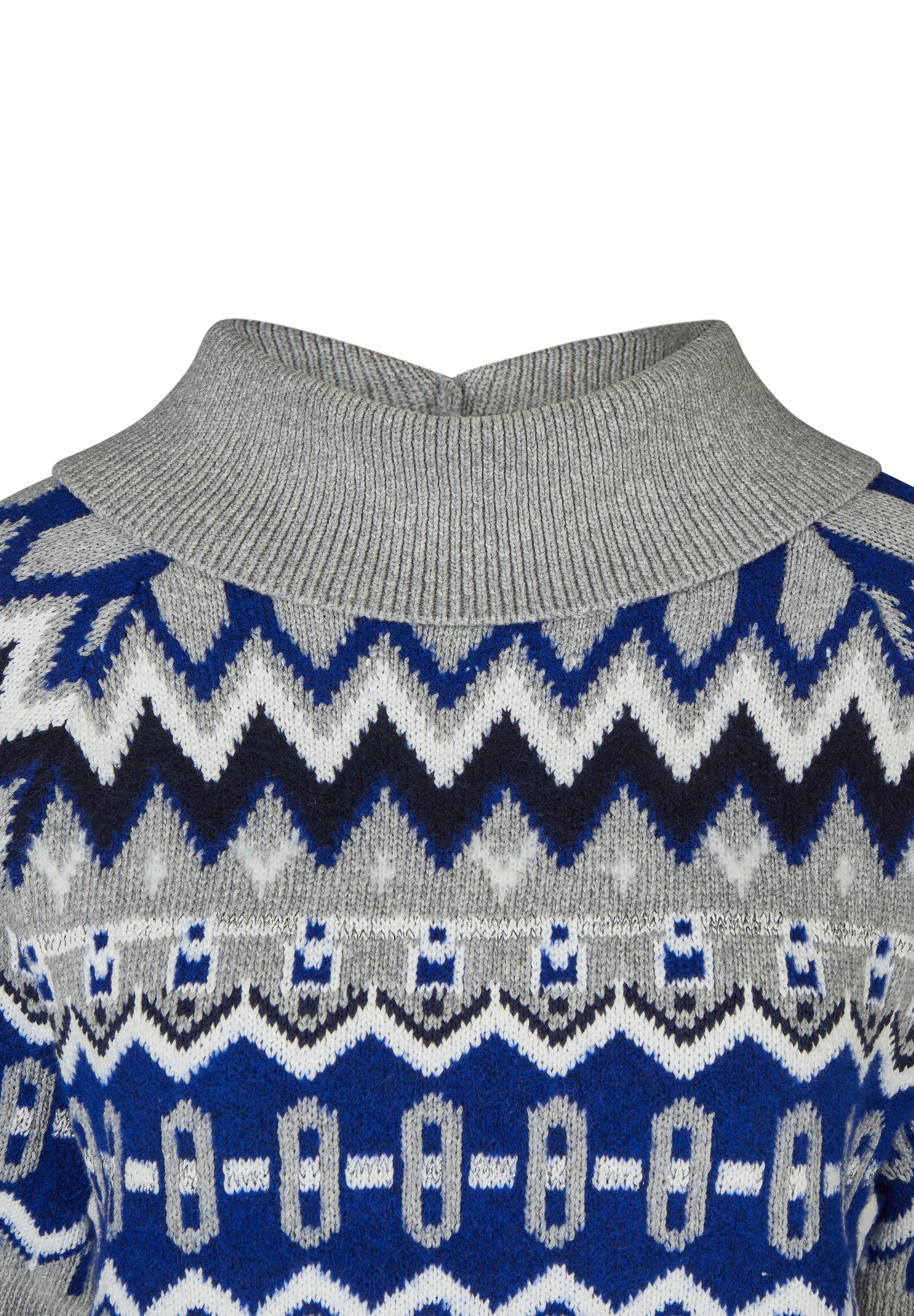 Rabe Strickpullover mit Norweger-Muster und Umlegekragen