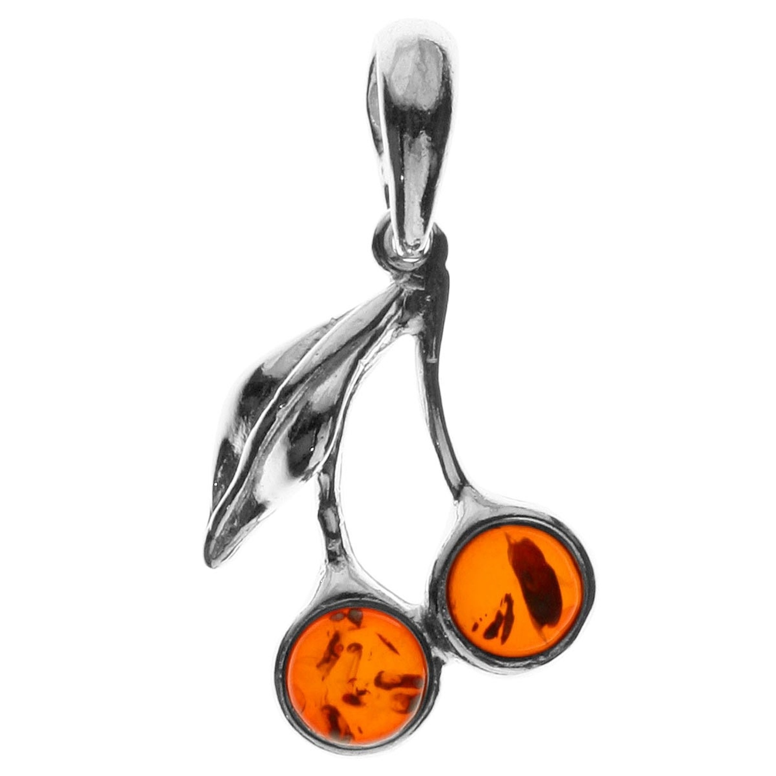 OSTSEE-SCHMUCK Damen Kettenanhänger "Ostsee-Schmuck Anhänger Kirschen Anhänger Kirschen", 18x15mm, Silber 925 (Sterlingsilber), 1,7 g, weiß, Silber