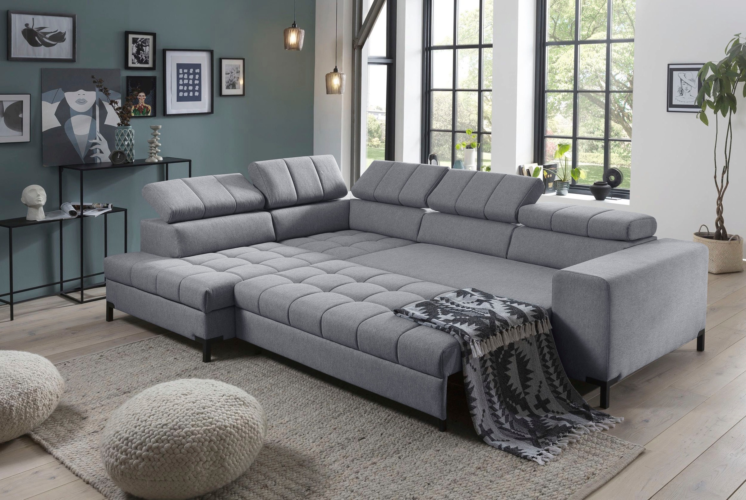 exxpo - sofa fashion Ecksofa »Bocco, hochwertige Verarbeitung, toller Sitzkomfort, bequem, L-Form«, wahlweise mit Bettfunktion u. Bettkasten, inkl. Kopfteilverstellung