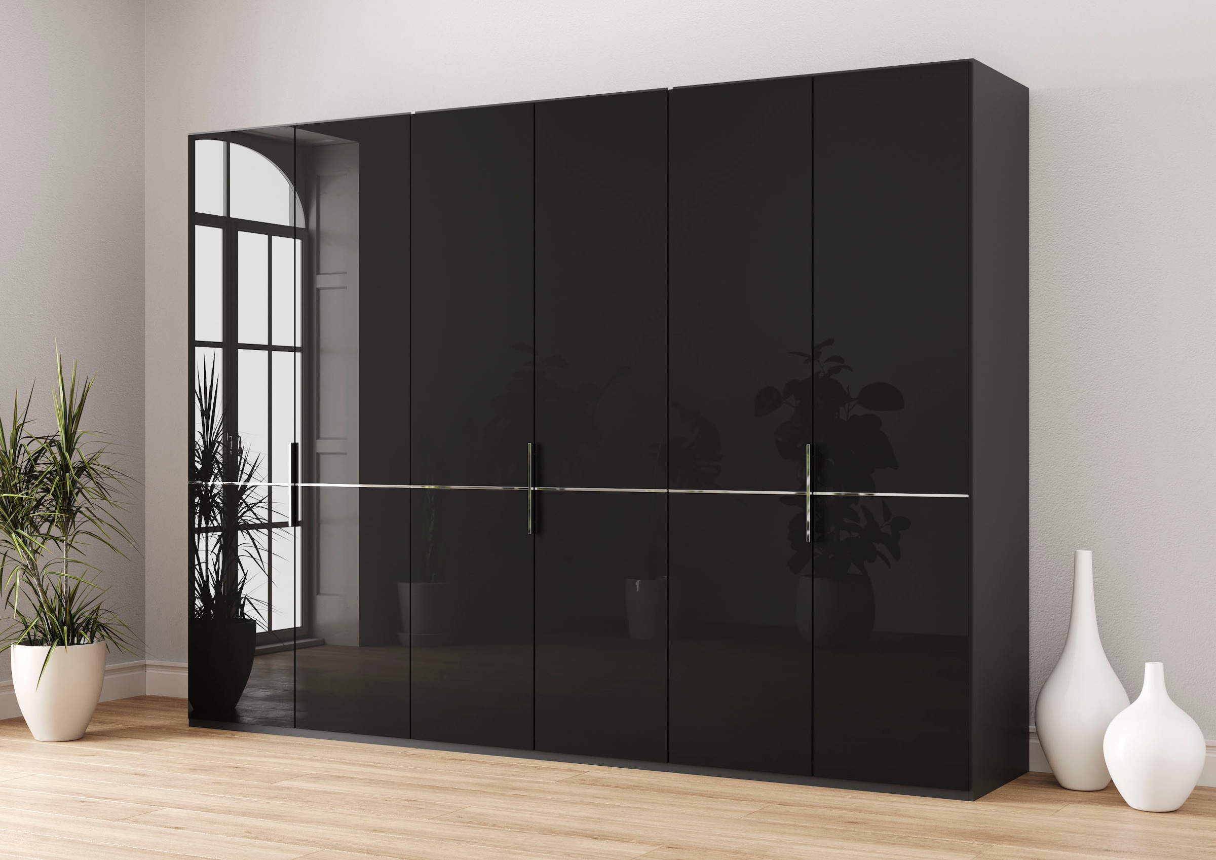 GALLERY M branded by Musterring Drehtürenschrank "Imola W", Einlegeböden und Kleiderstangen,mit Glastüren und Aufleistun