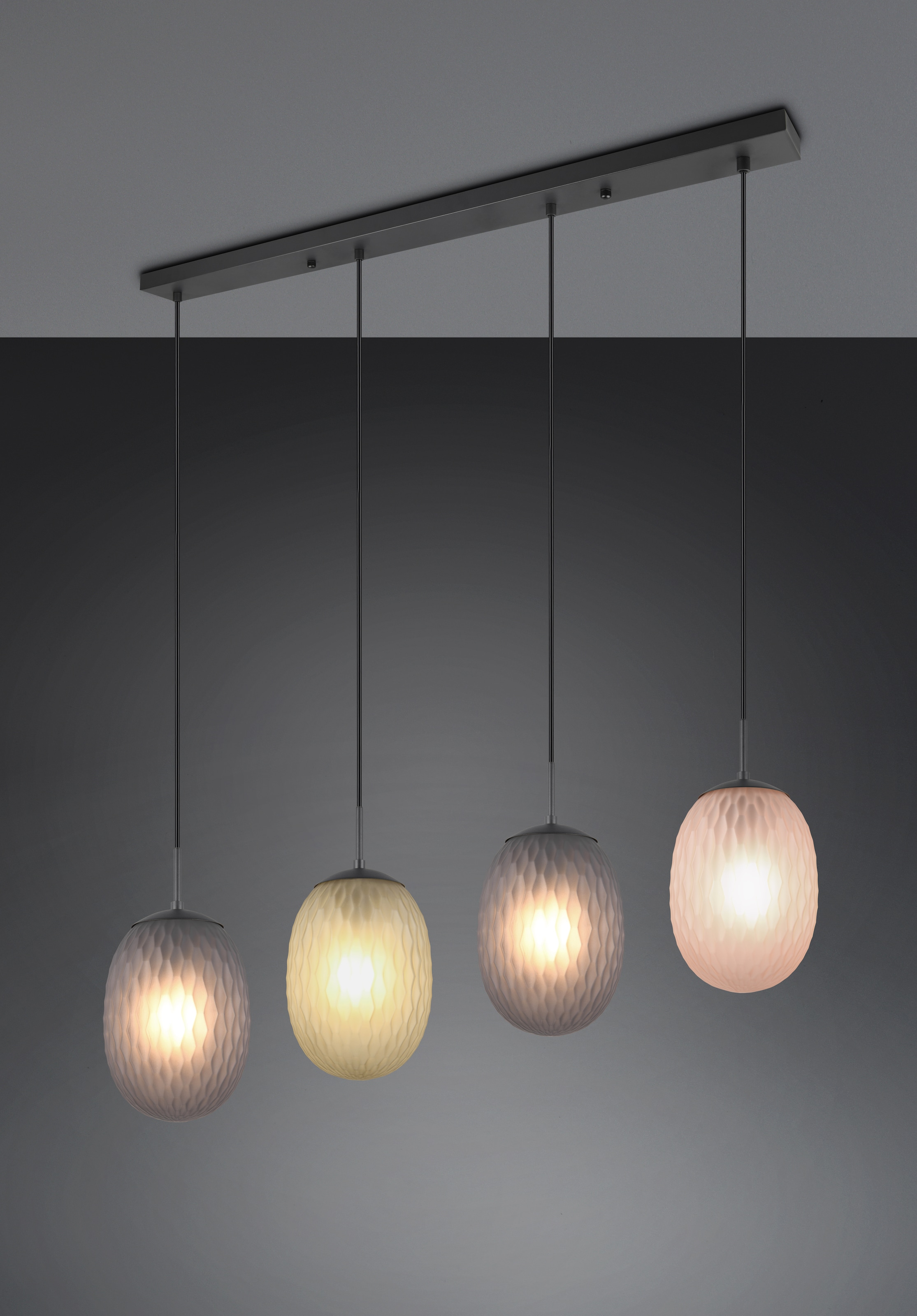 TRIO Leuchten Pendelleuchte »FACETTE, Hängeleuchte mit facettiertem Glasschirm in rauchgrau Ø 18cm« E27 1 Stk. warmweiß - kaltweiß exkl. Leuchtmittel E27 max 25W, Höhe einstellbar max 150cm