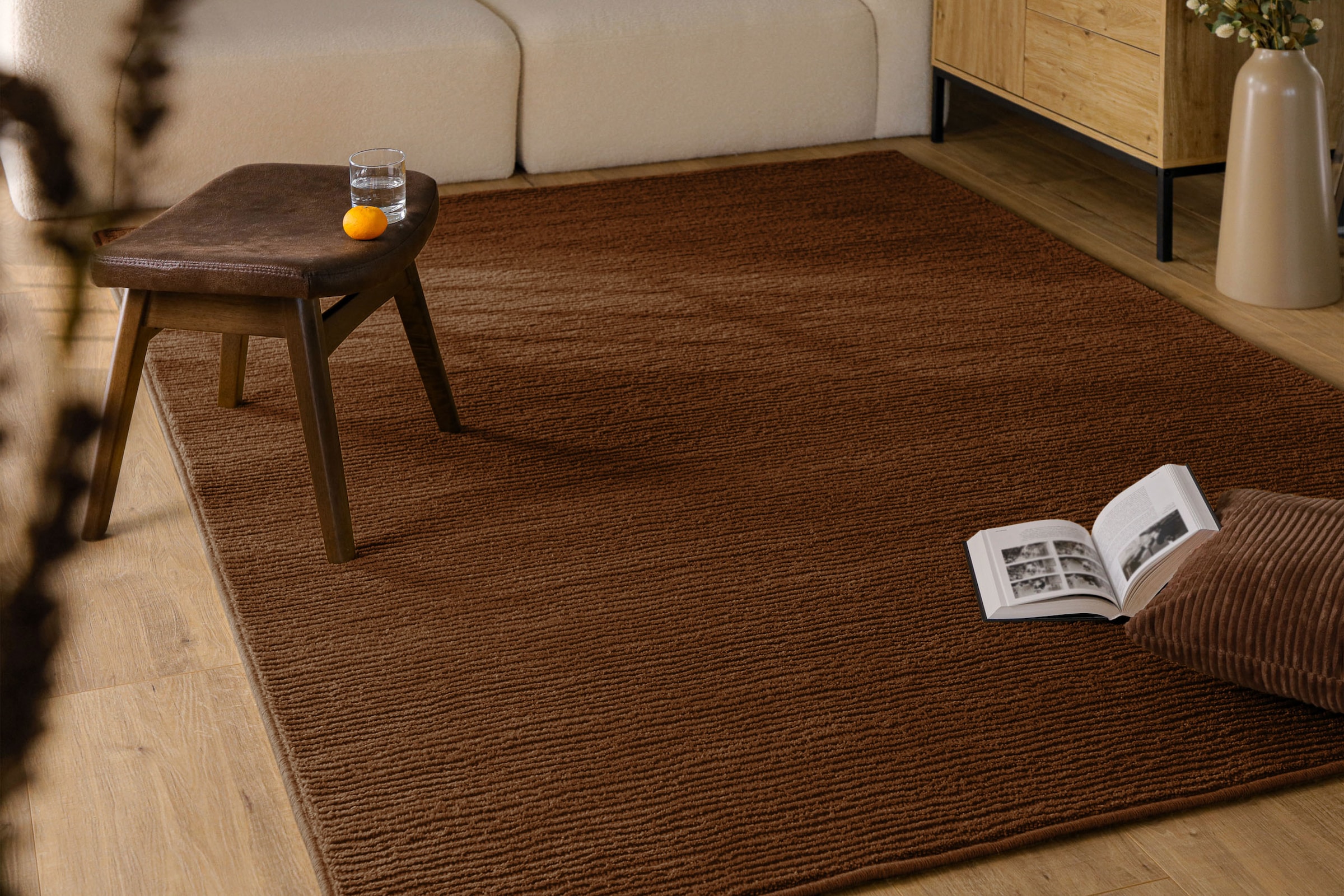 Wecon home Teppich »Castello ONE« rechteckig 7 mm Höhe Schurwolle, Kurzflor mit Hoch-Tief-Effekt, Wohnzimmer, Streifenmuster