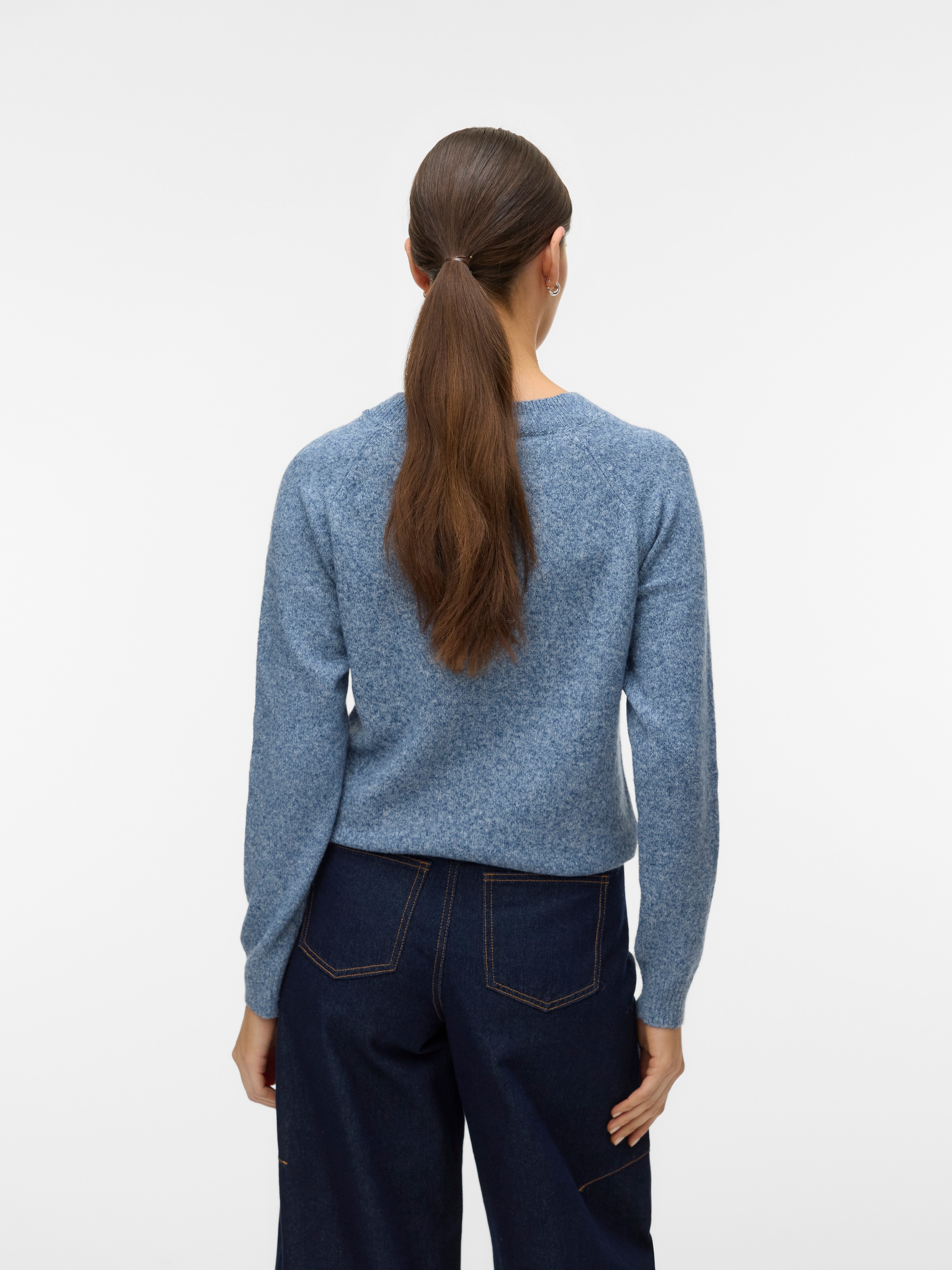 Vero Moda Rundhalspullover »VMDOFFY LS O-NECK BLOUSE GA NOOS« Materialmix, regular fit