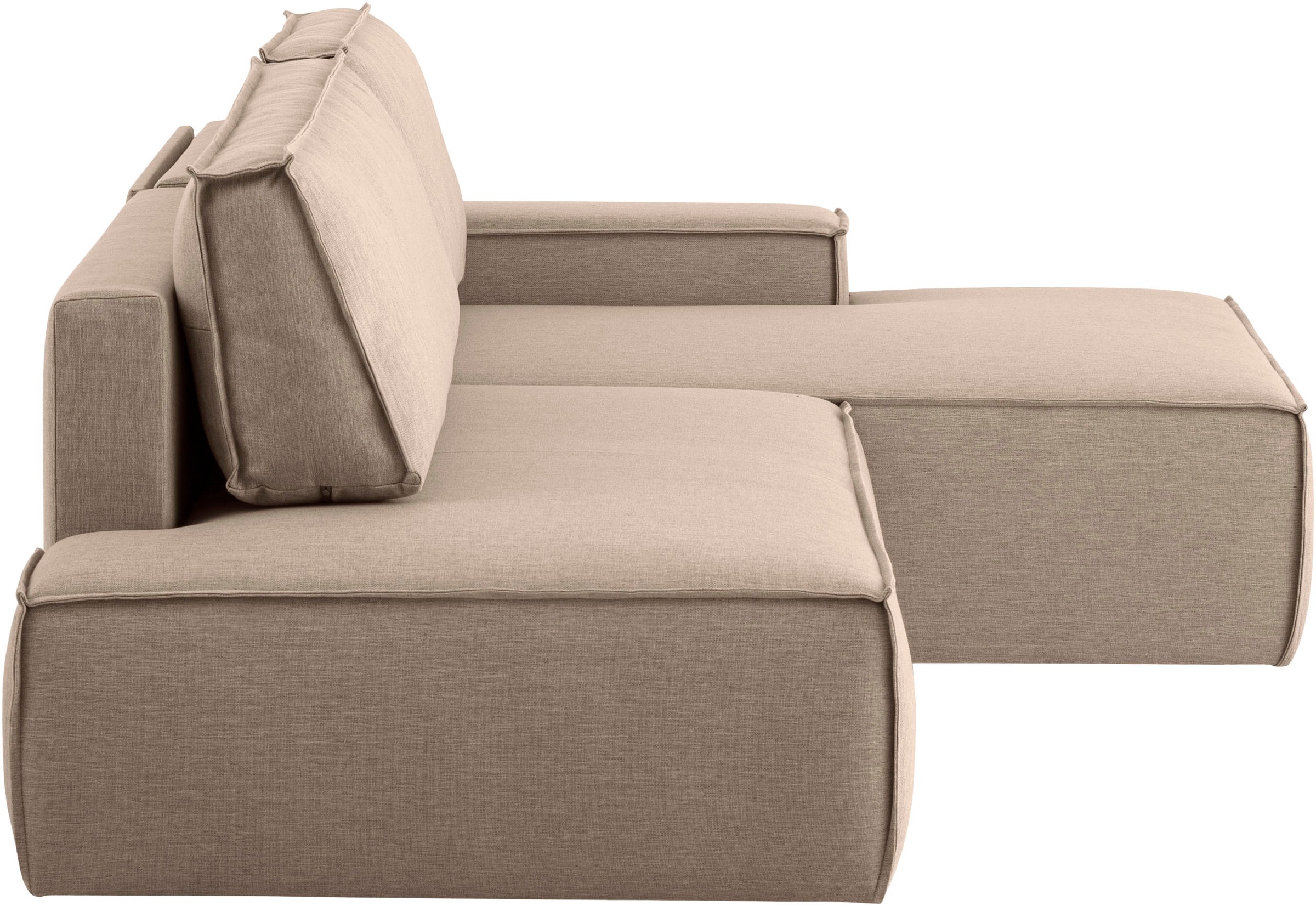 Home affaire Ecksofa »SHERWOOD, Schlafsofa in L-Form offen (275cm), Cord, Leinenoptik«, Schlaffunktion und Bettkasten, Kedernaht, hoher Sitz- & Liegekomfort
