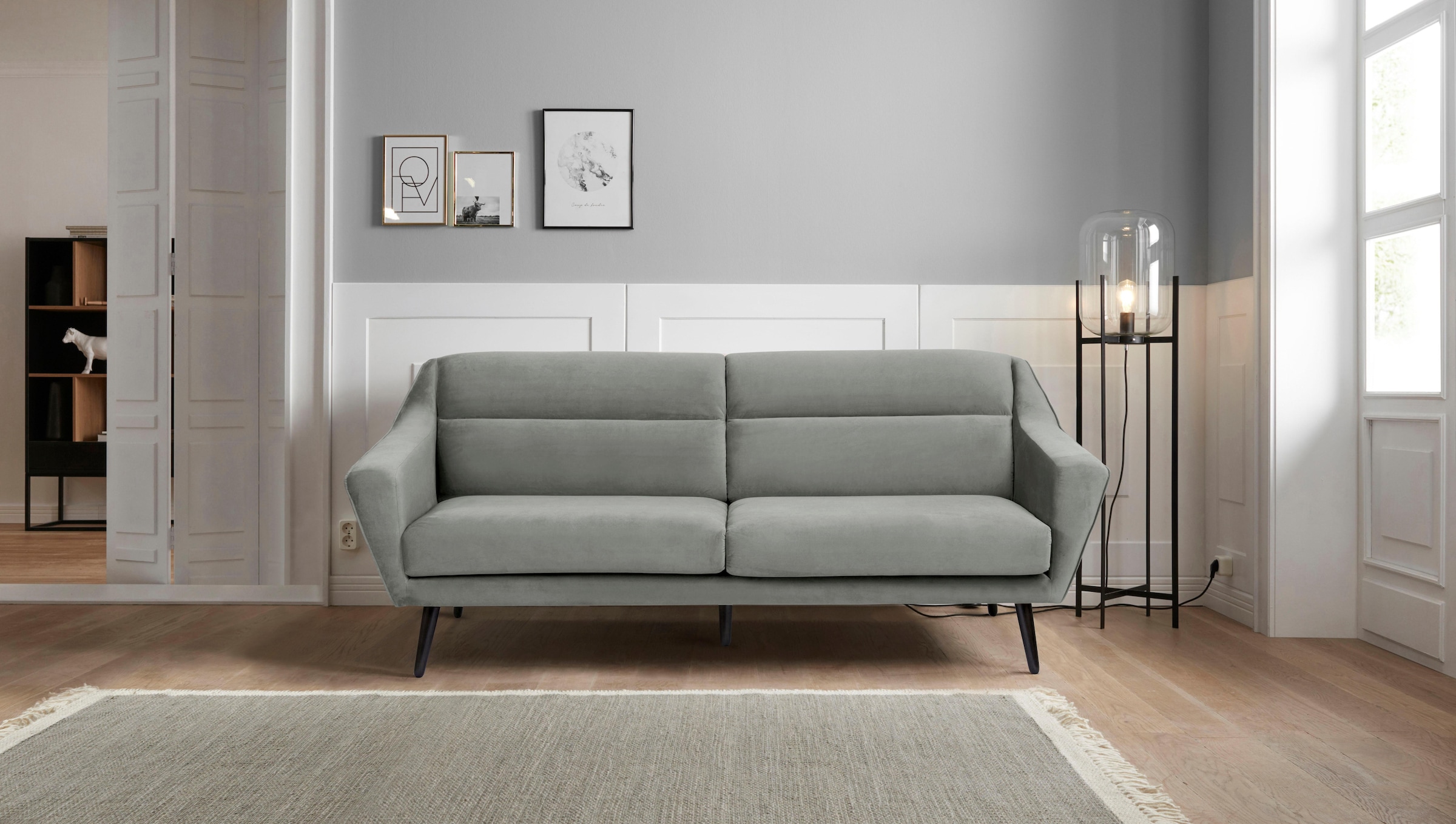 OTTO home 3-Sitzer "Bille" mit Naht im Rückenkissen und Eiche-Beinen, Desig günstig online kaufen