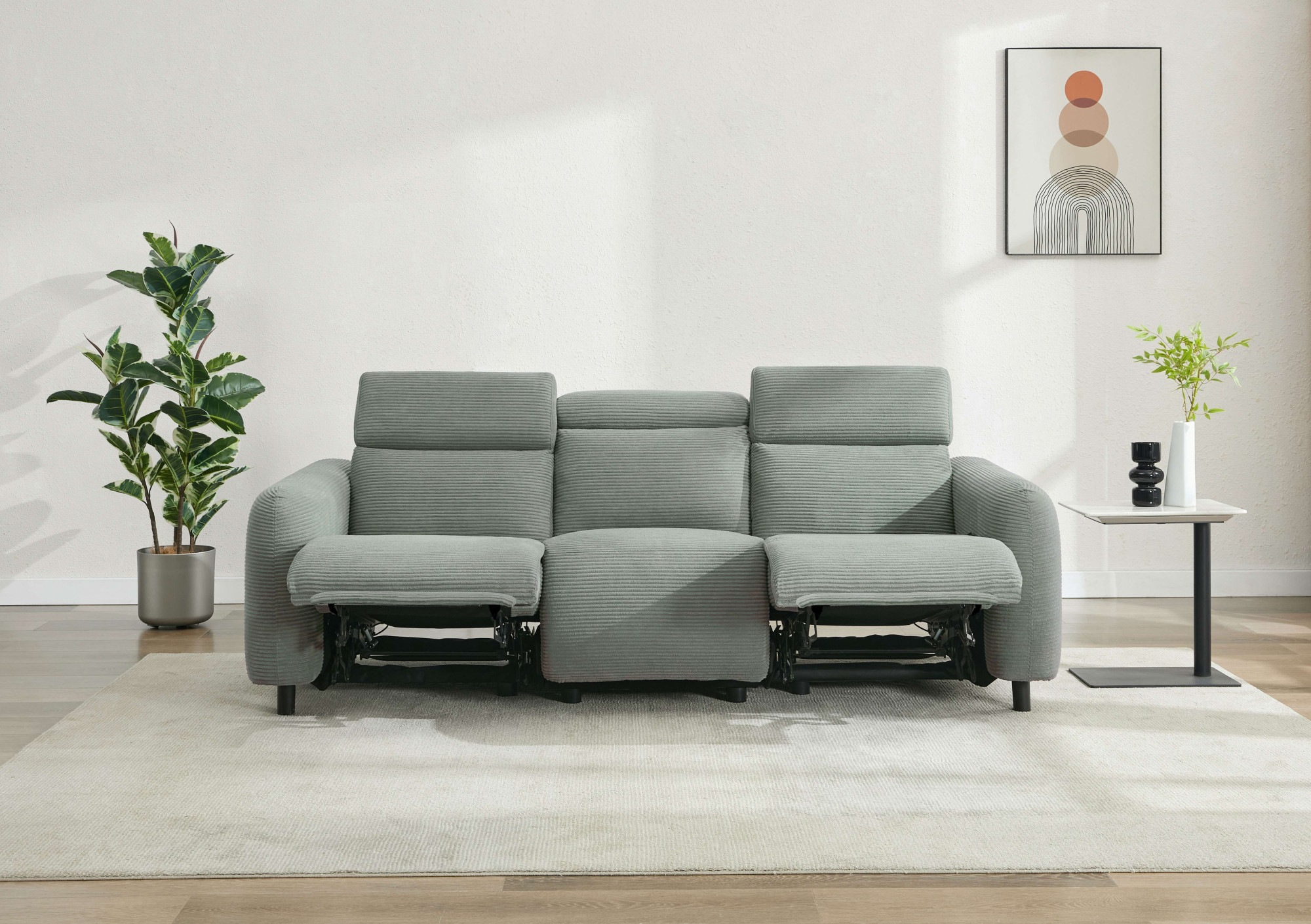 Home affaire 3-Sitzer »SKAANE in Cord, Sofa mit manueller u. elektrischer Relaxfunktion«, Relax-Funktion in 2 Sitzen, Kopfteilverstellung, Federkernpolsterung