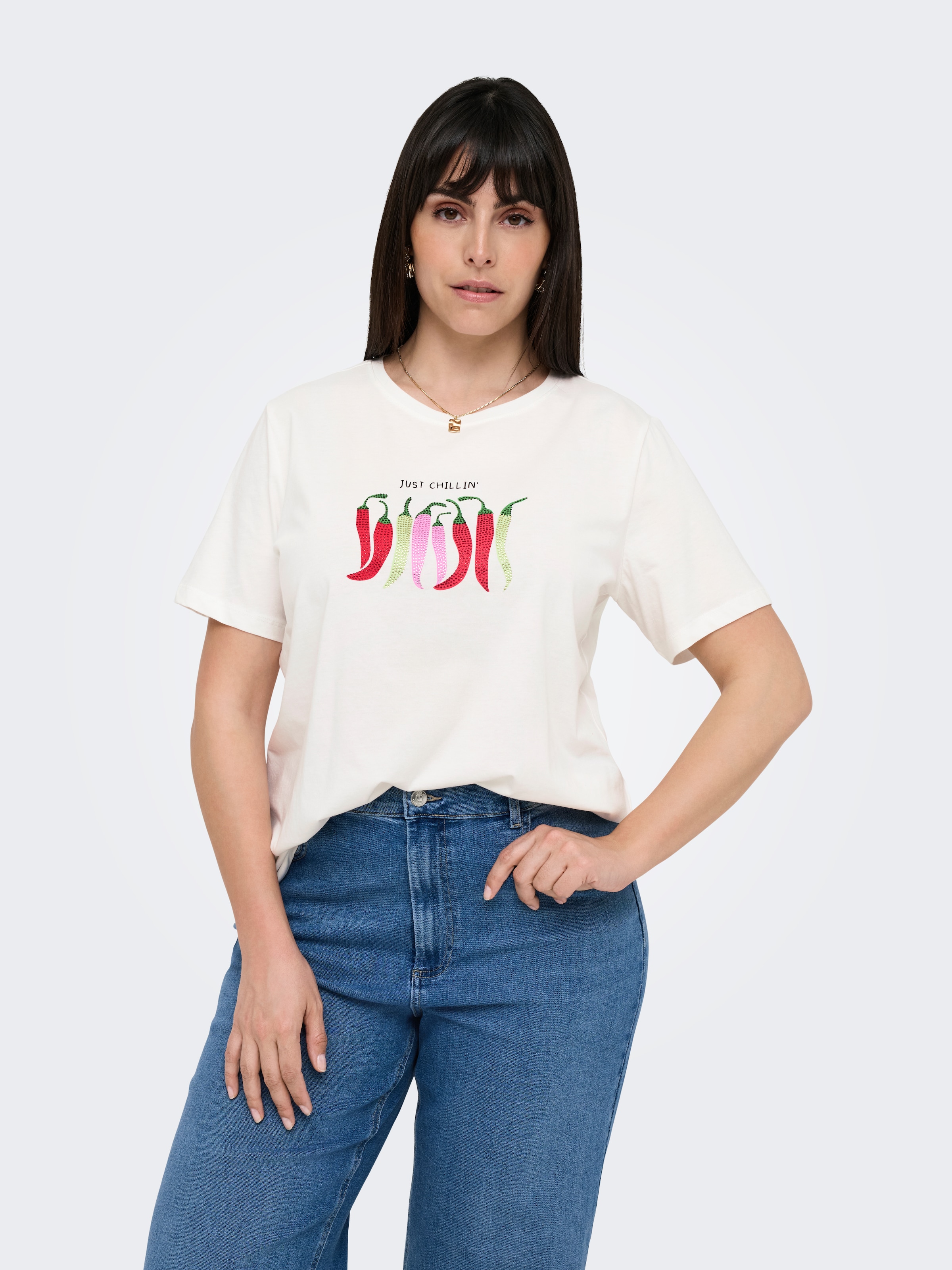 ONLY CARMAKOMA Kurzarmshirt »CARKITA LIFE SS FOOD JEANS TEE JRS«