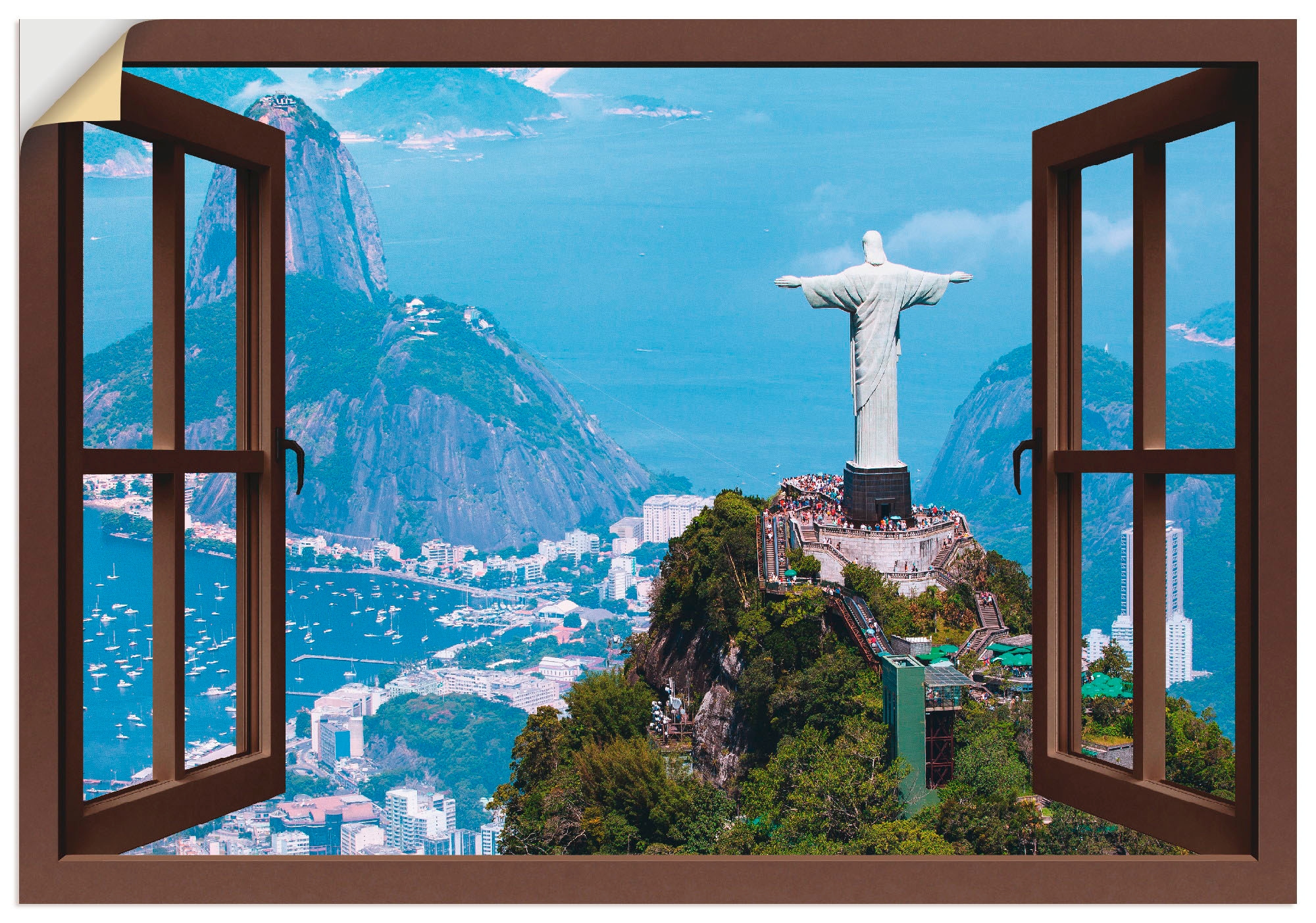 Artland Wandfolie "Rio de Janeiro mit Cristo, braun", Gebäude, (1 St.), selbstklebend