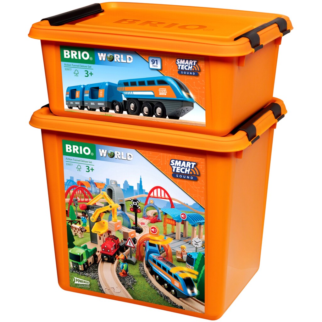 BRIO® Spielzeug-Eisenbahn »BRIO® WORLD, Smart Tech Sound Deluxe Set«, (Set, 91 tlg.)