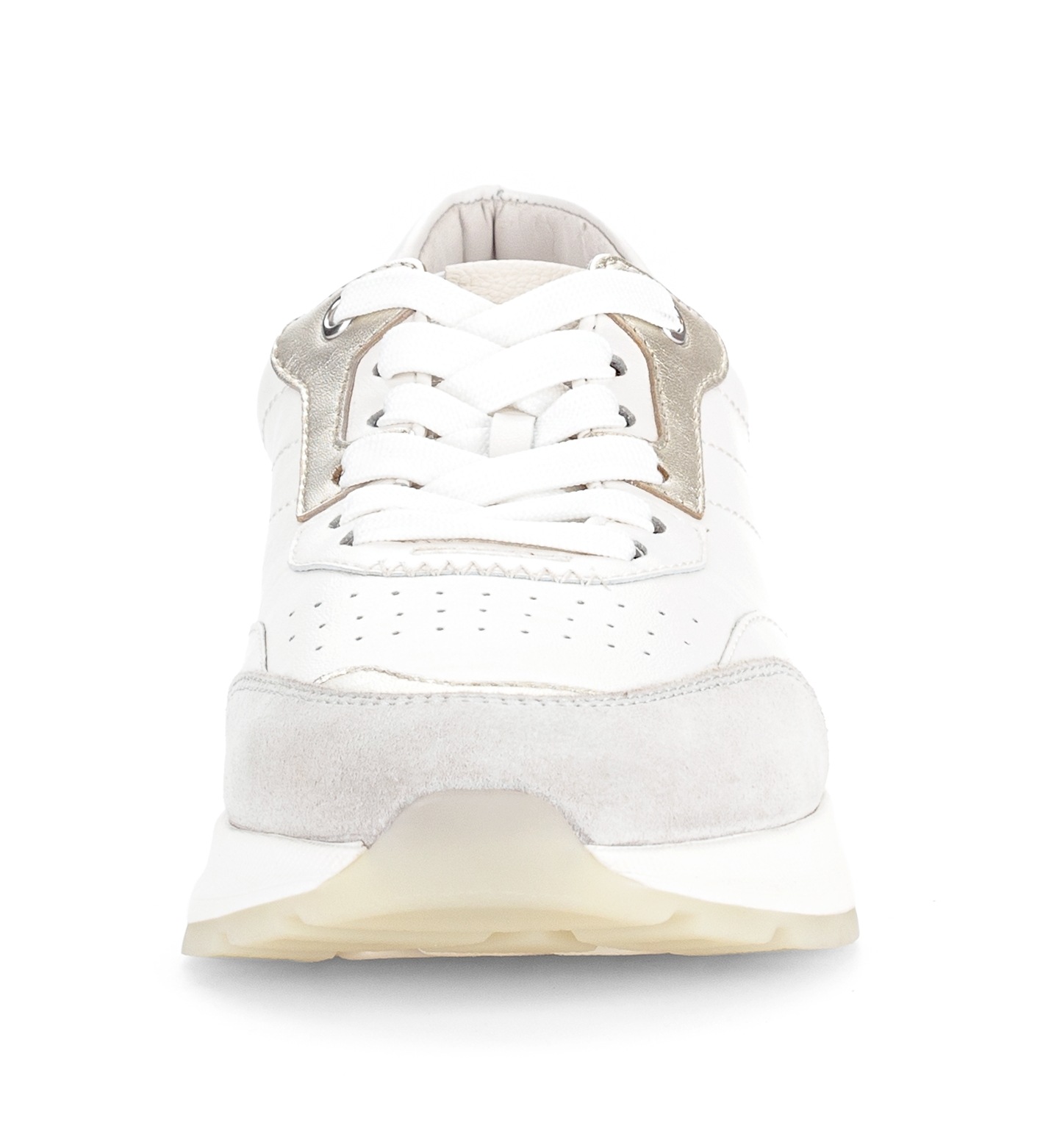 Keilsneaker GABOR, Damen, Gr. 43, weiß, beige, Nappaleder, Textil, Veloursleder, Schuhe, Freizeitschuh, Halbschuh, Schnürschuh mit Kontrastbesätzen 6