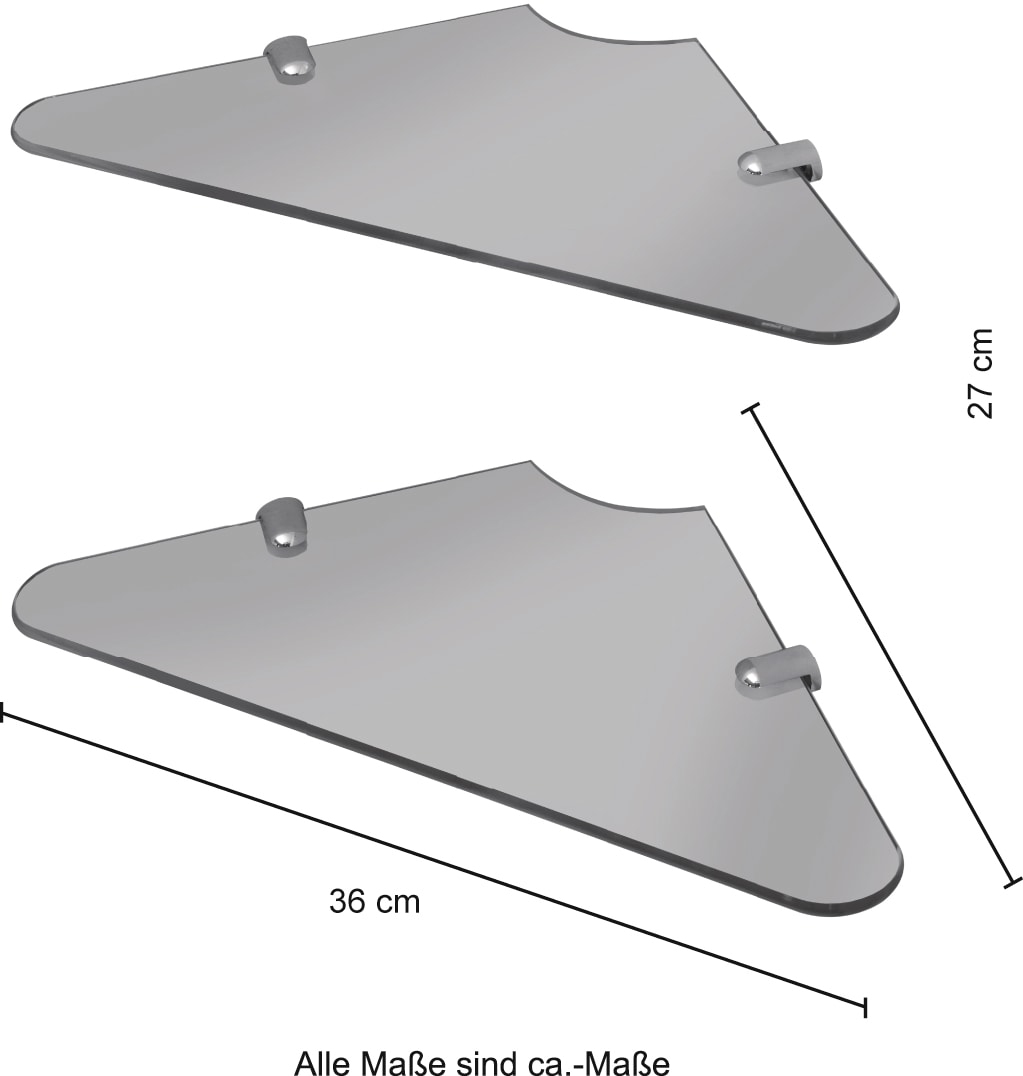 »Duschregal«, Badezimmer Klarglas Ablagen, 2 welltime Regal (Packung, BAUR Duscheckregal | cm, 36,5 Eckregal mit St.), B: