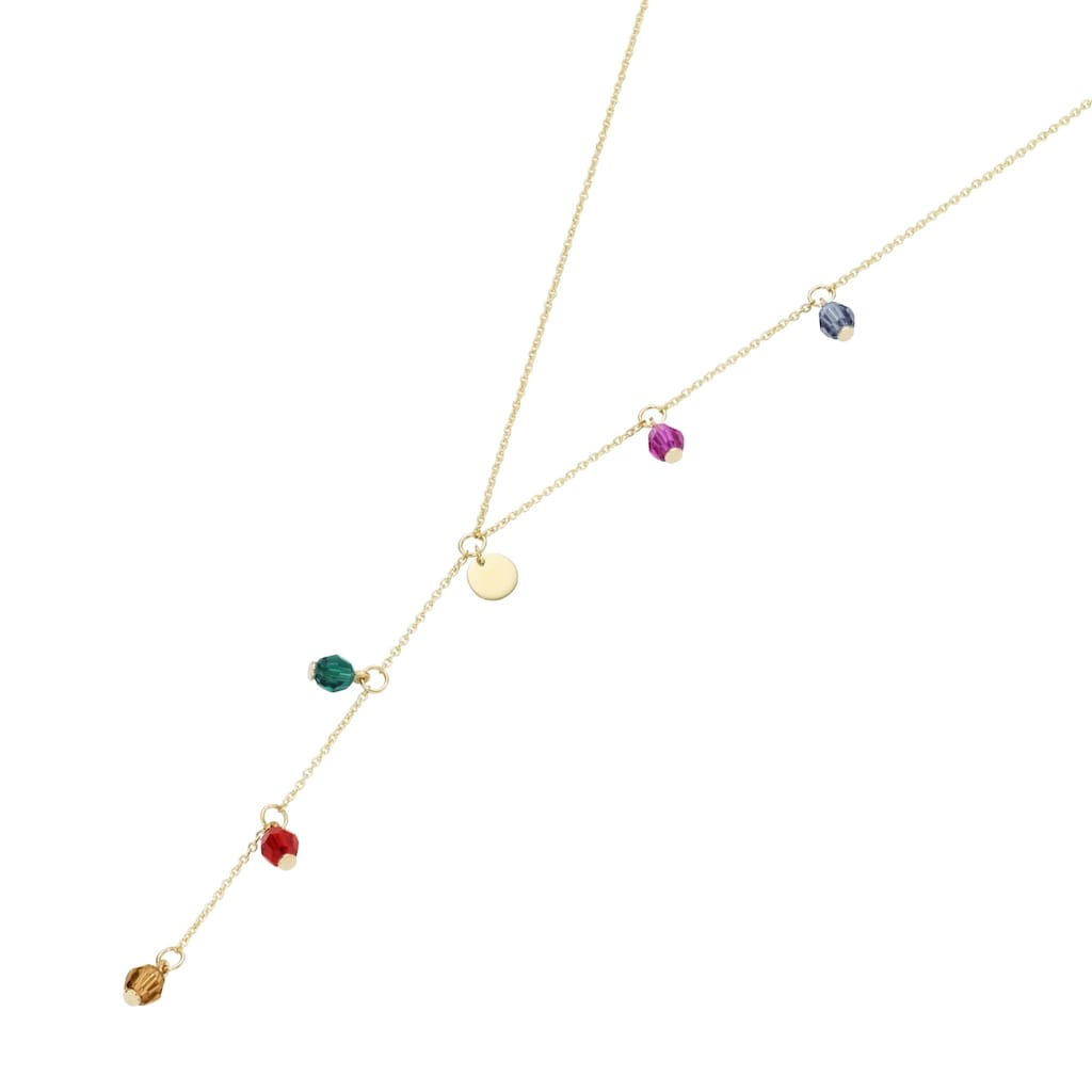 Luigi Merano Goldkette »Y-Collier farbige Kristallstein-Kugeln + 1 Plättchen Gold 375«