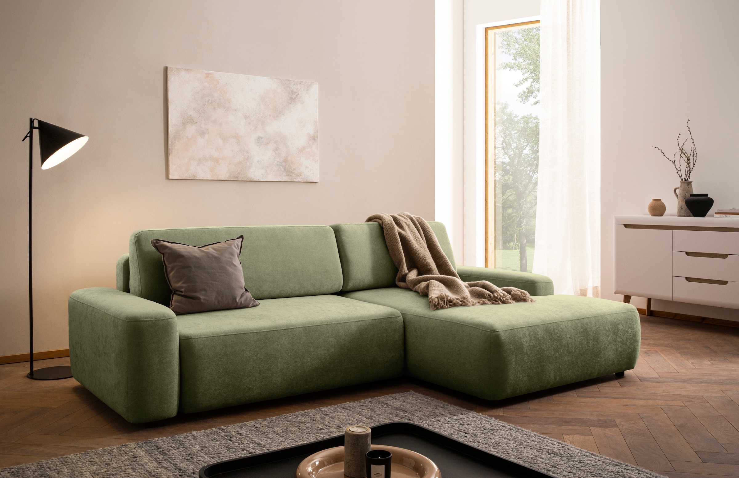 Home affaire Ecksofa "TORGE (264cm), Schlafsofa in Cord, Samtvelours o Stru günstig online kaufen