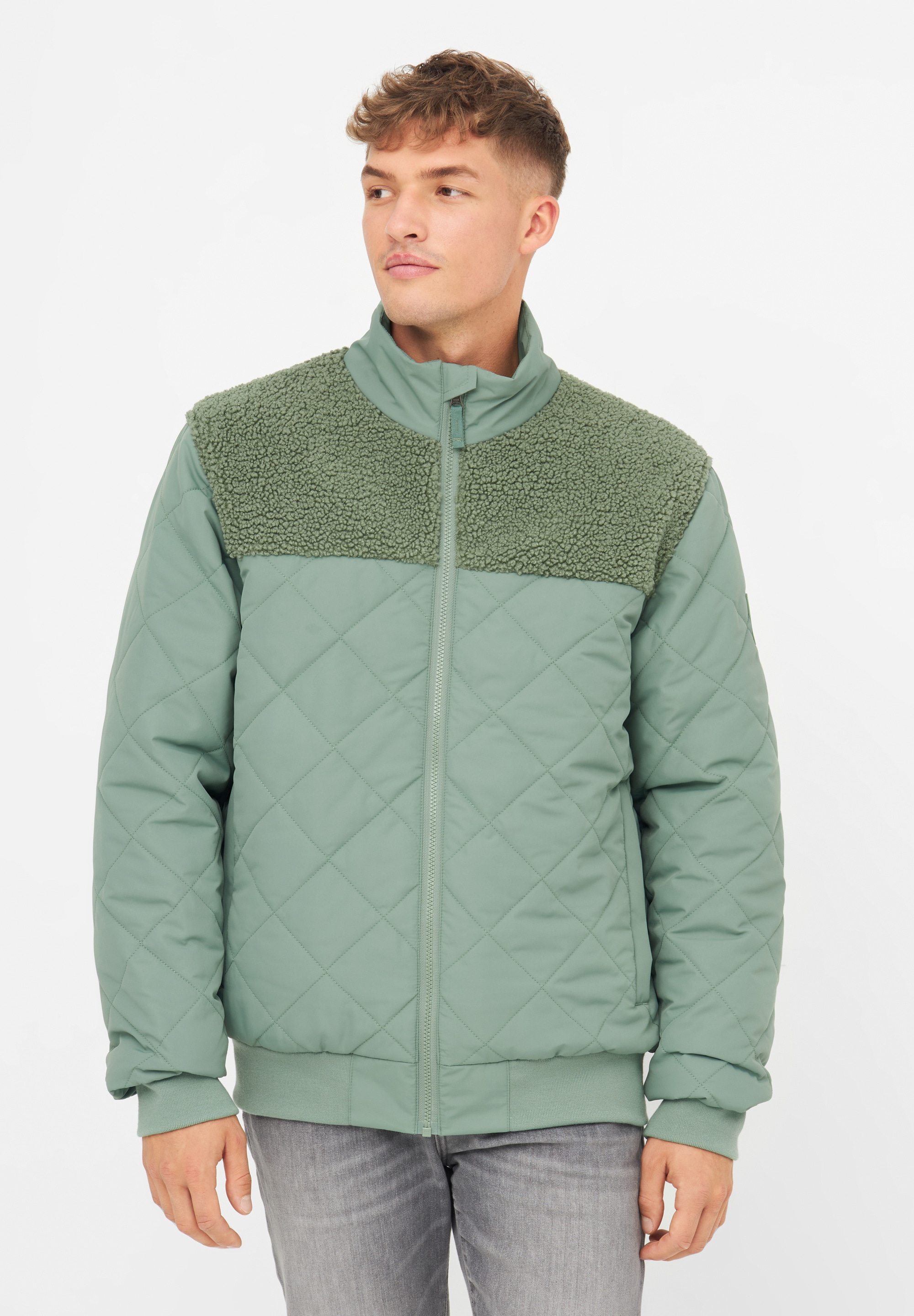 Derbe Fleecejacke "Quiltholm", gesteppt, Fleece im oberen Anteil, silberne Details