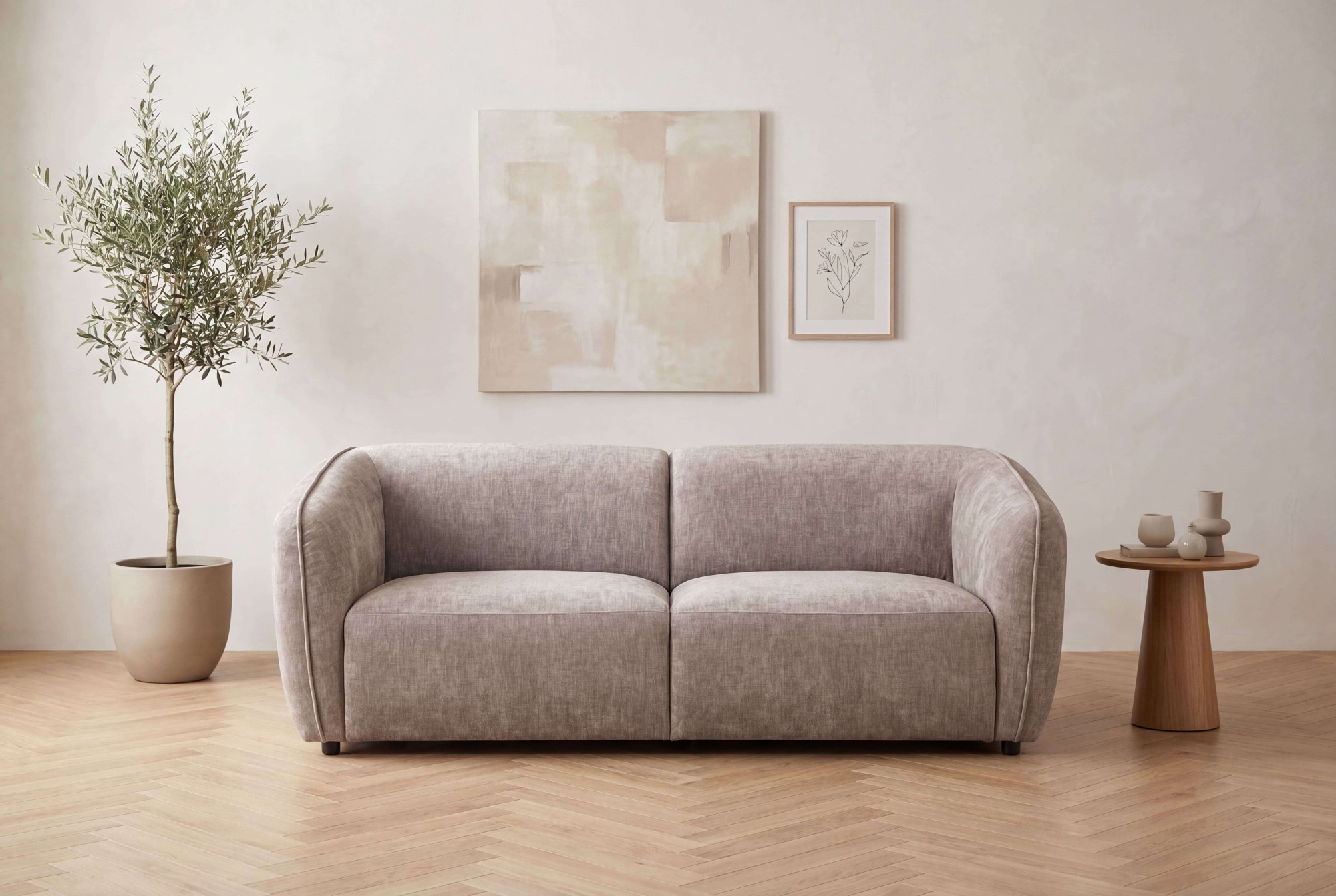 OTTO home 2,5-Sitzer "OSTRUP, Naturtöne, Boucle oder Chenille" Breite 201 cm, organische Form mit sanften Rundungen