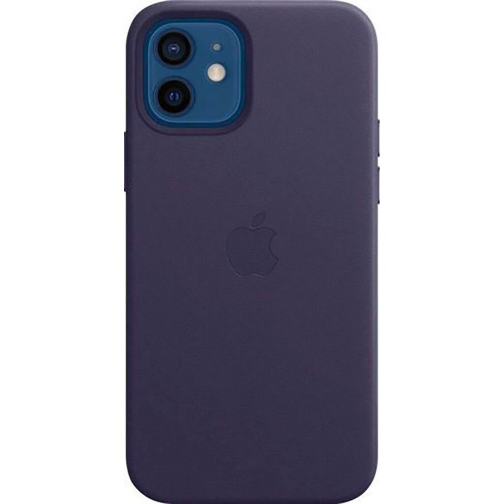 Apple Smartphone-Hülle »iPhone 12 / 12 Pro Leder Case mit MagSafe - Dunkelviolett«, iPhone 12-iPhone 12 Pro, 15,5 cm (6,1 Zoll)