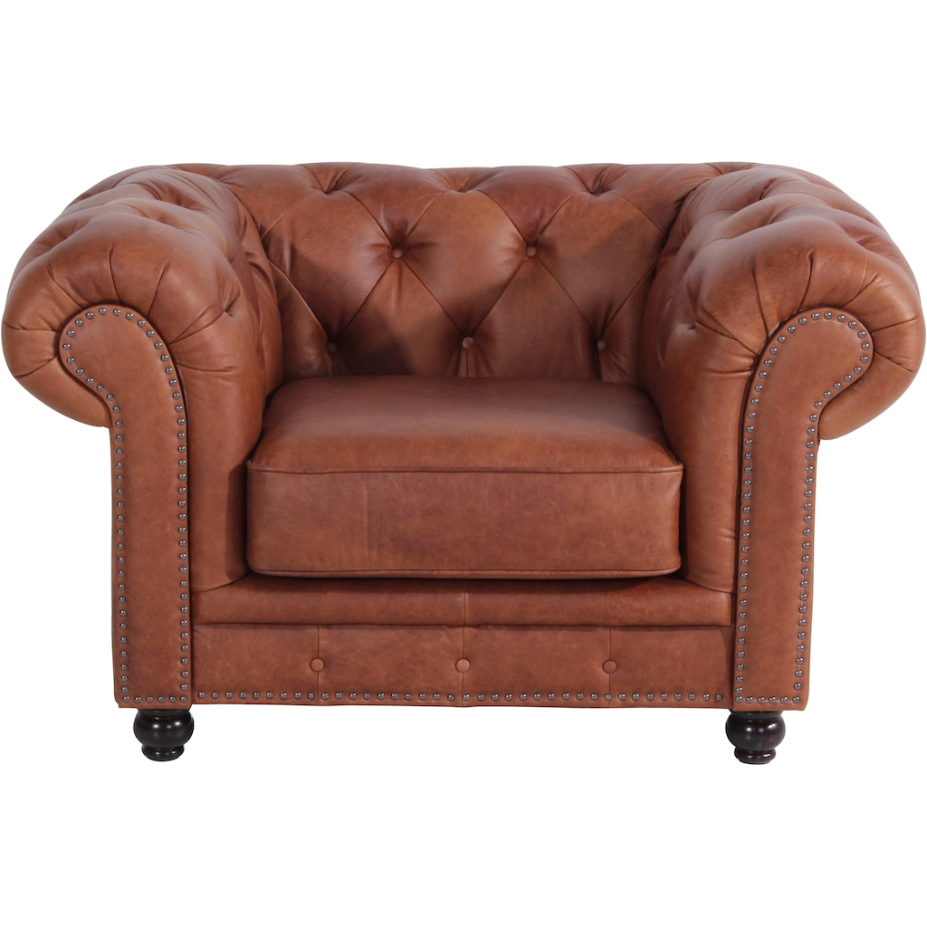 Max Winzer® Chesterfield-Sessel »Old England«, Ledersessel mit Knopfheftung & Ziernägeln