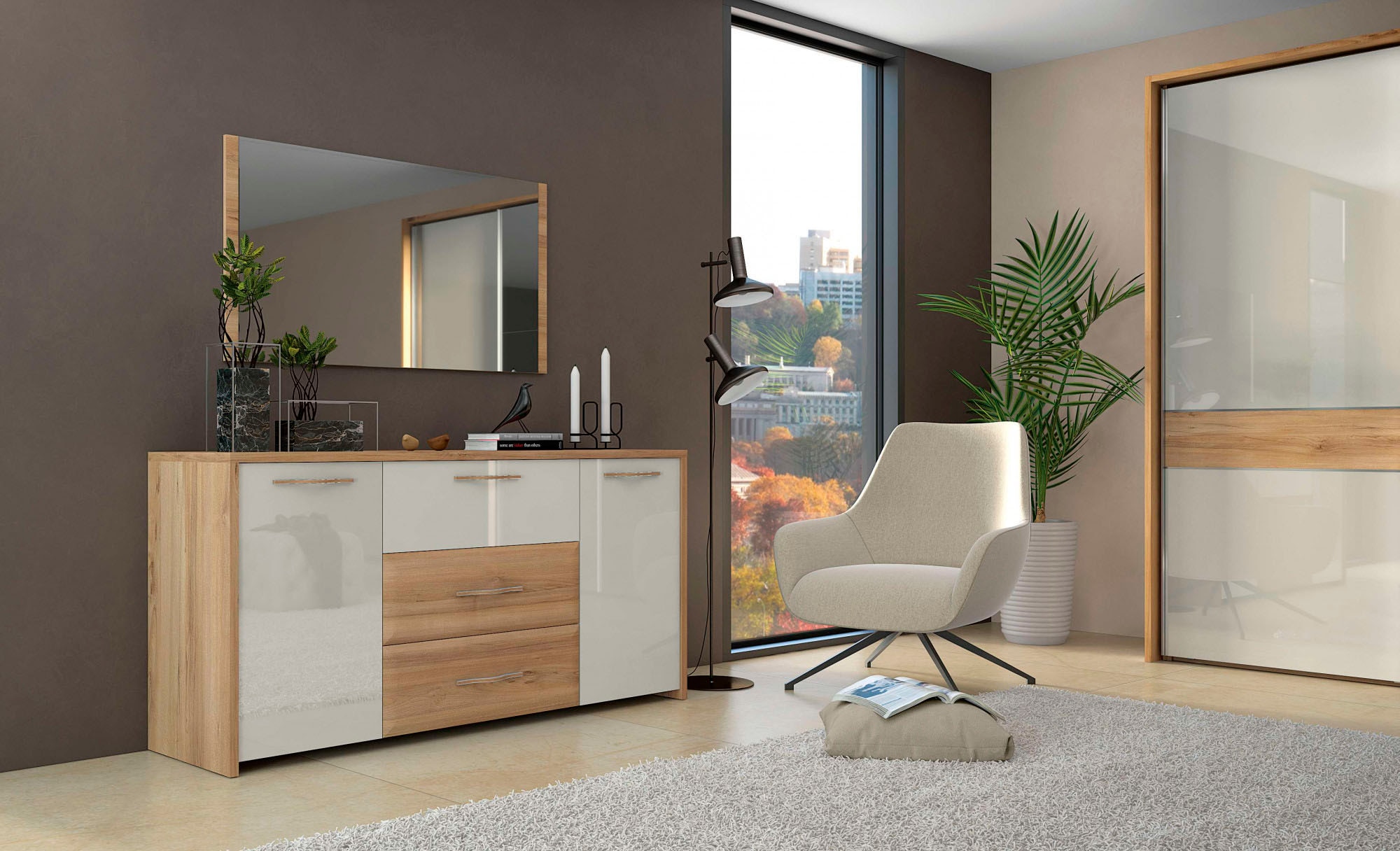 Home affaire Kommode "Gala, melaminbeschichtet und beige hochglänzend UV la günstig online kaufen
