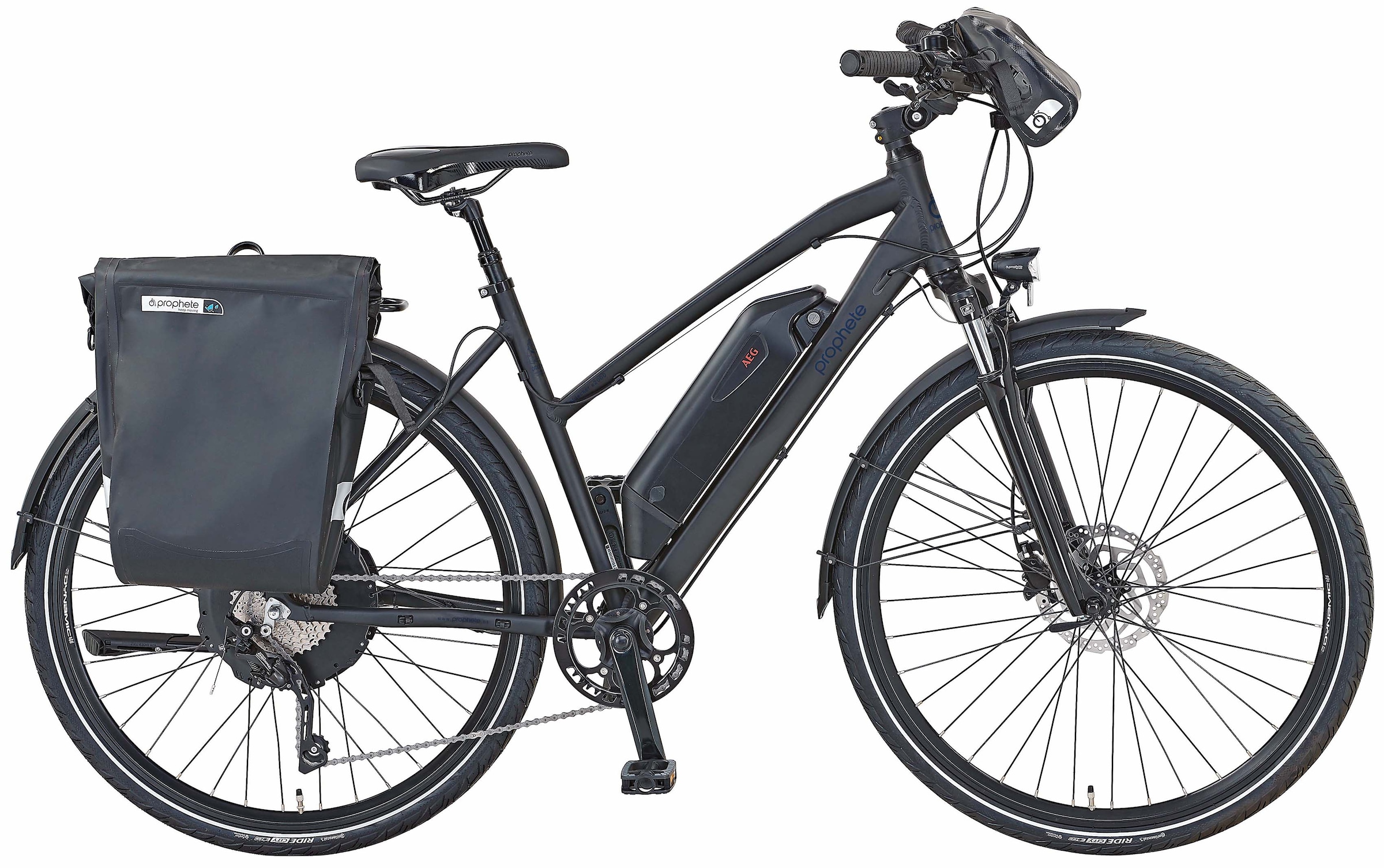 Prophete E-Bike »Entdecker e2000«, 10 Gang, Shimano, Deore, Heckmotor 250 W, (mit Lenkertasche-mit Seitentasche), Pedelec