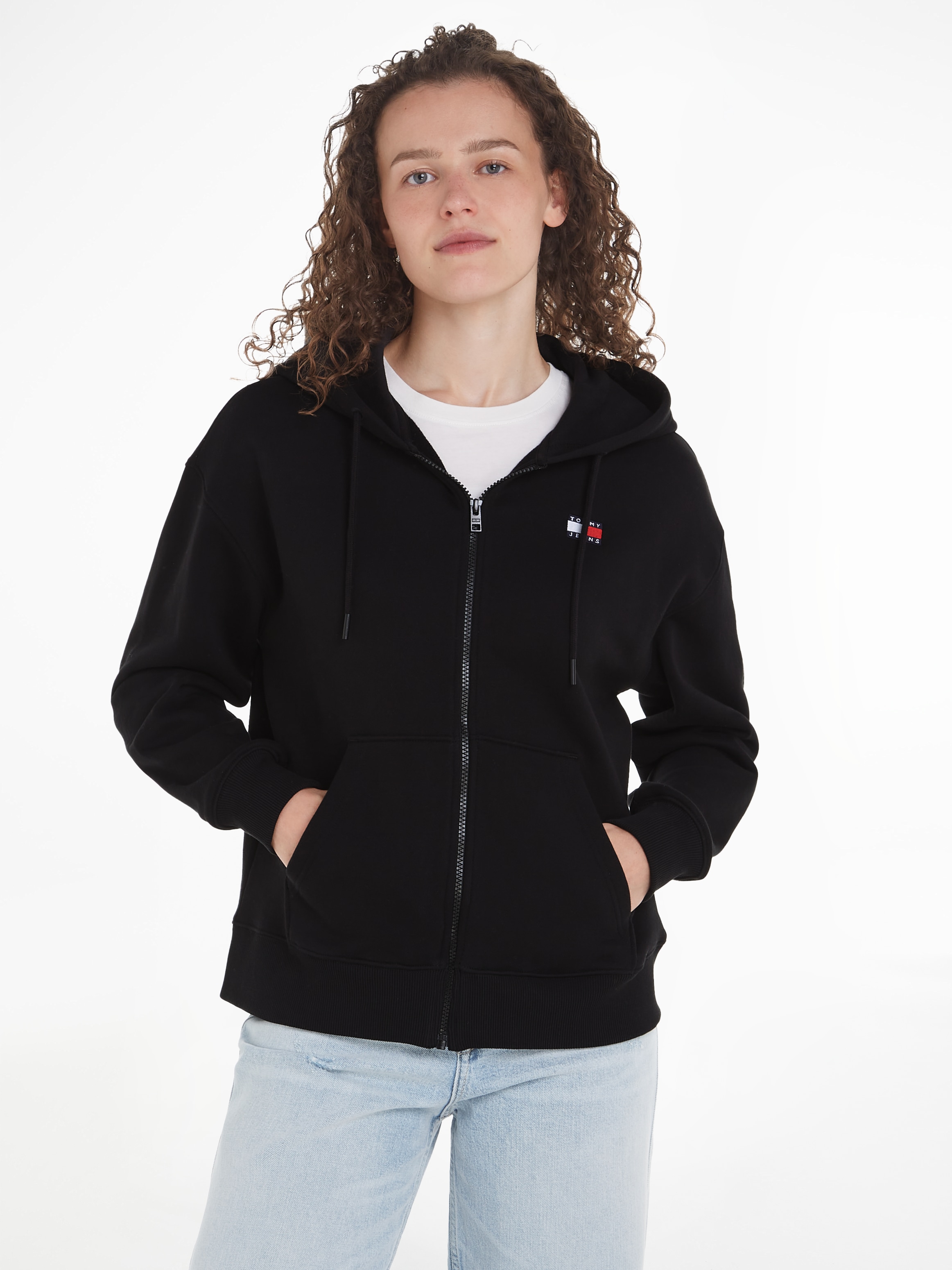 Tommy Jeans Curve Sweatjacke "TJW BADGE ZIP THRU HOODIE EXT", Große Größen