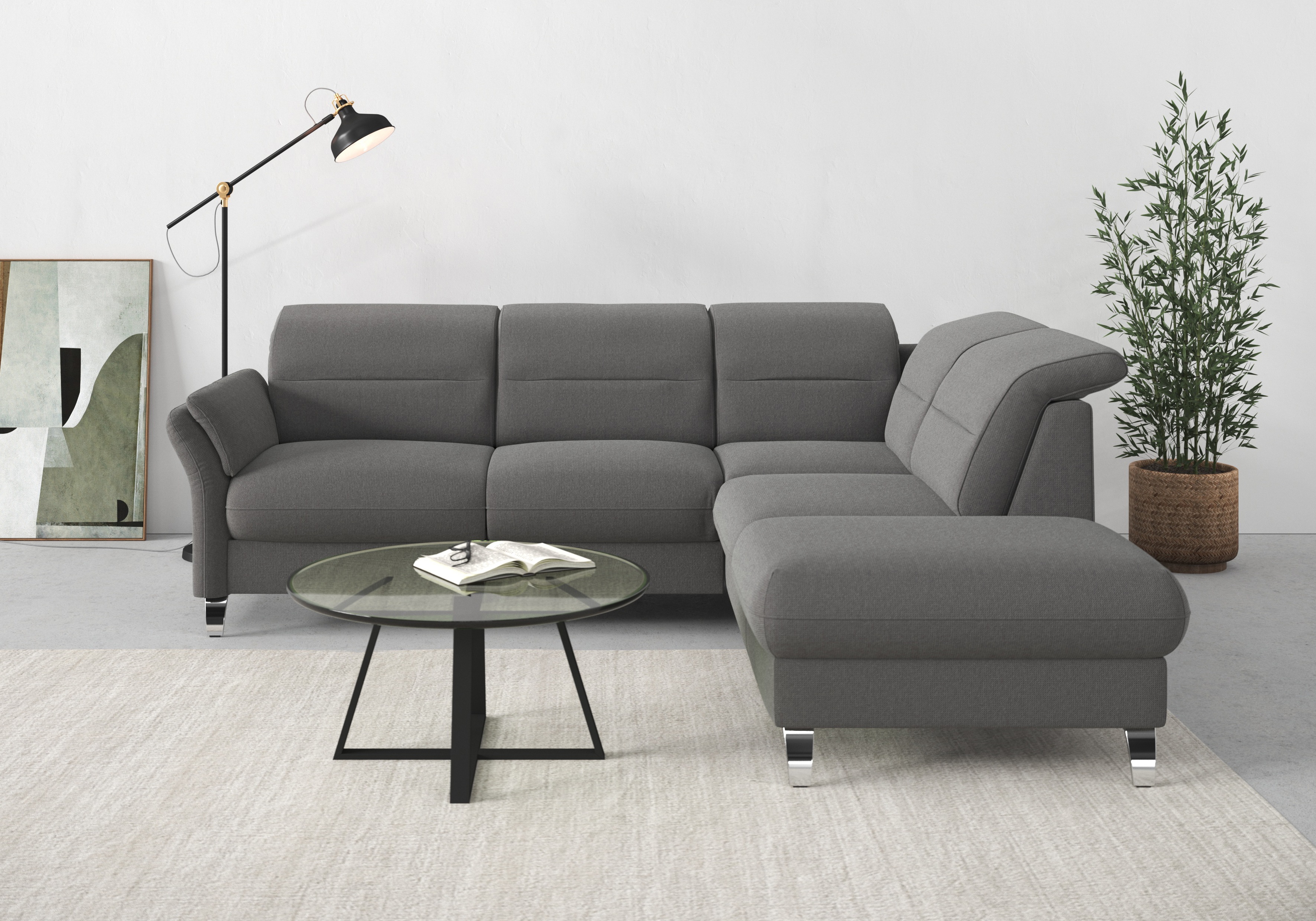 Thumbnail - sit&more Ecksofa "Grenoble L-Form mit Federkern" wahlweise mit Bettfunktion, Bettkasten, Arm- und Kopfteilverstellung